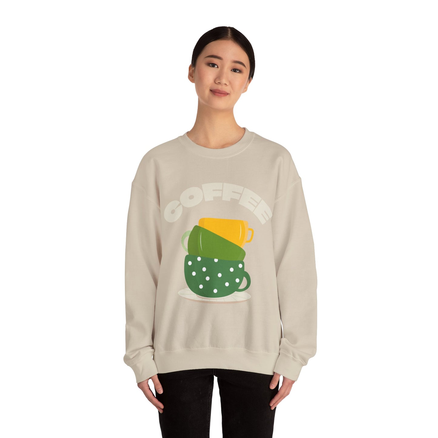 βπ’ Stacked Coffee Cups Sweatshirt USA | Eco-Friendly Unisex Coffee Sweater