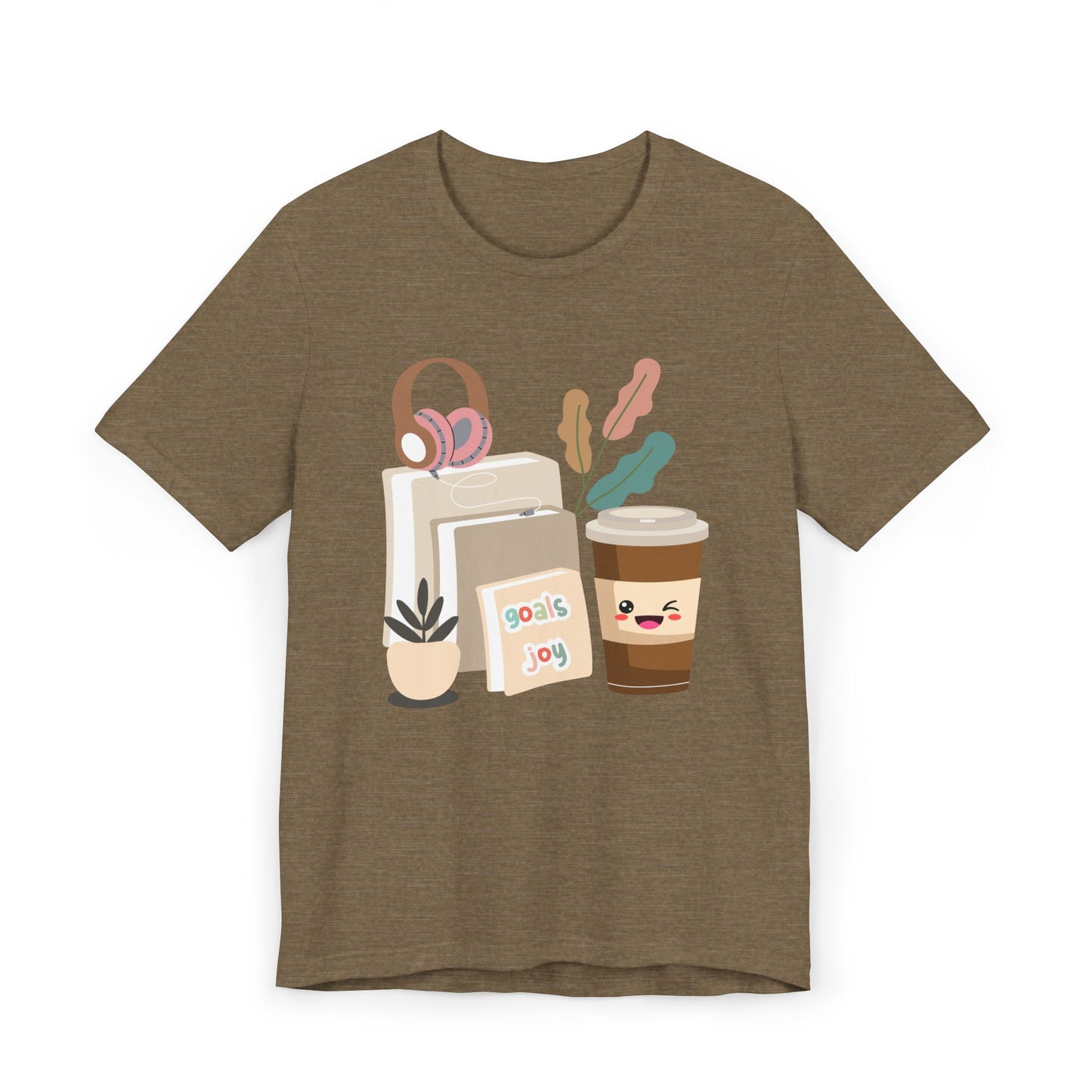 Goals & Joy Coffee T-Shirt – Cute Motivational Graphic Tee for Coffee Lovers (USA Only)