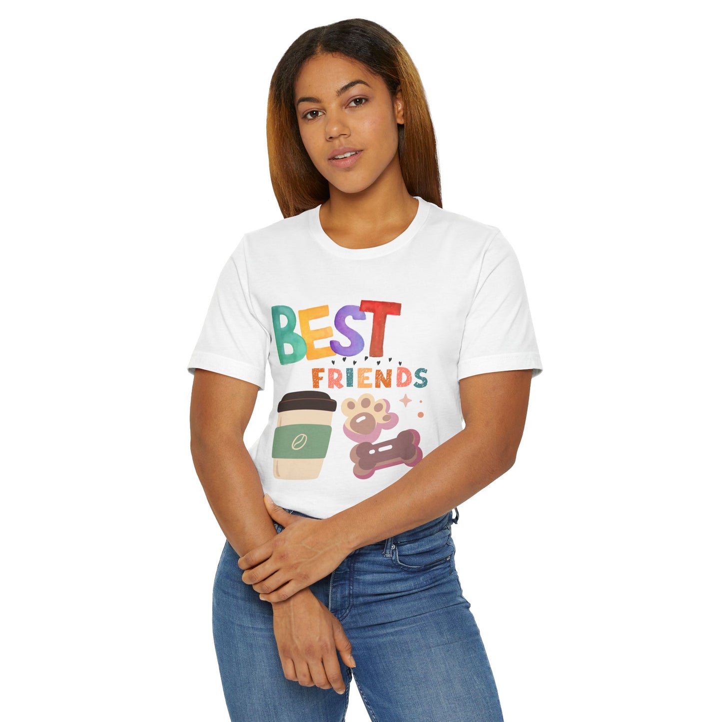 Best Friends Coffee & Dogs T-Shirt – Cute Pet Lover Graphic Tee for Coffee Fans (USA Only)