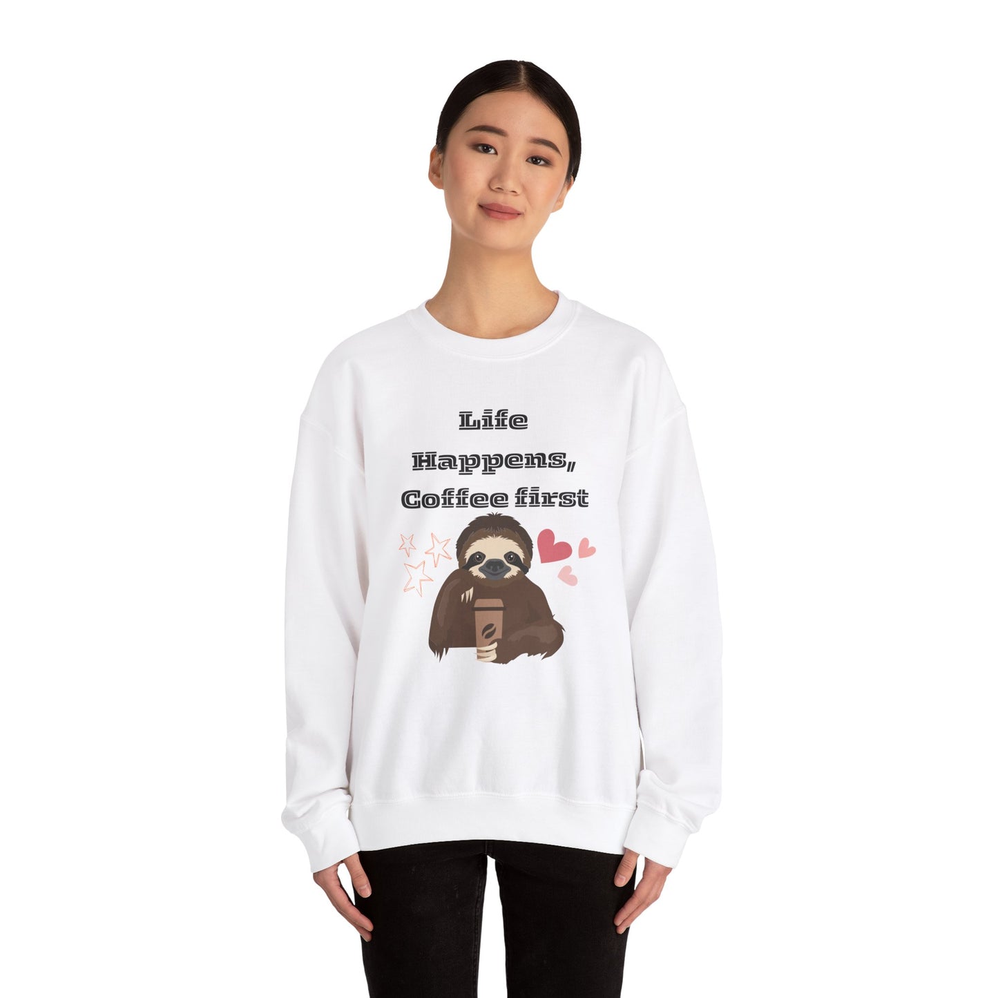 🦥☕ Sloth Coffee Sweatshirt USA | Life Happens Coffee First Sweater
