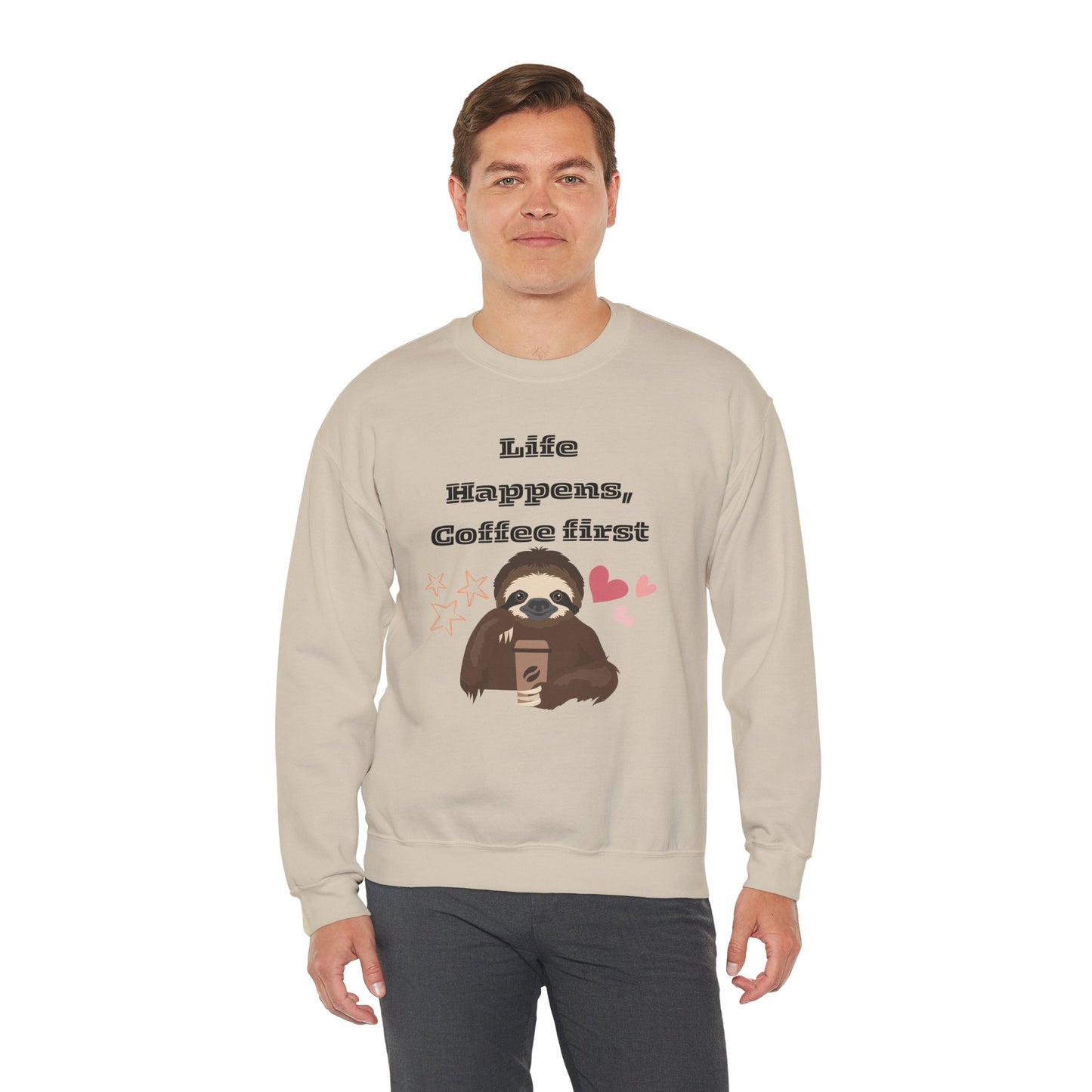 🦥☕ Sloth Coffee Sweatshirt USA | Life Happens Coffee First Sweater