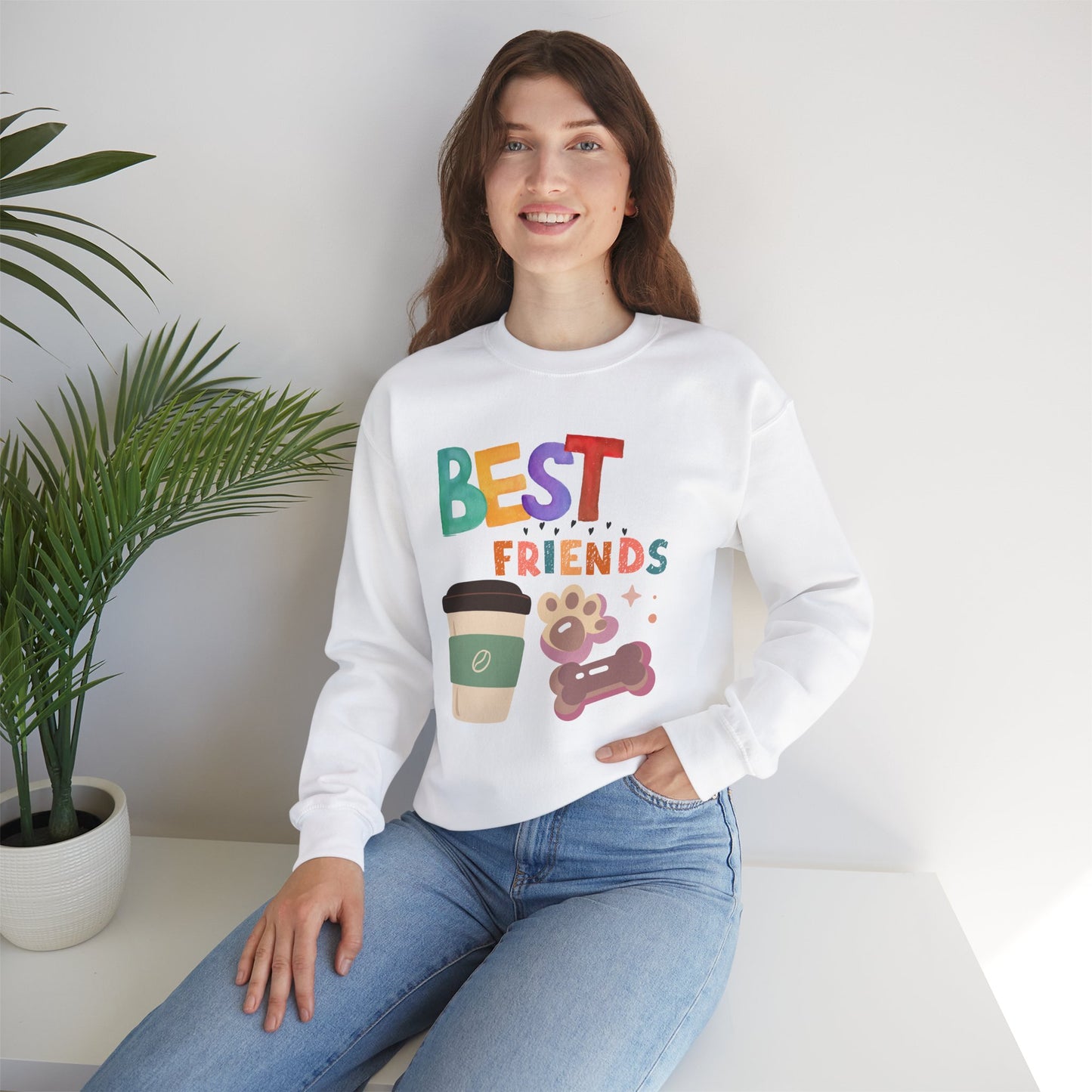 ๐พ Best Friends Coffee & Dog Sweatshirt USA | Unisex Cozy Sweater