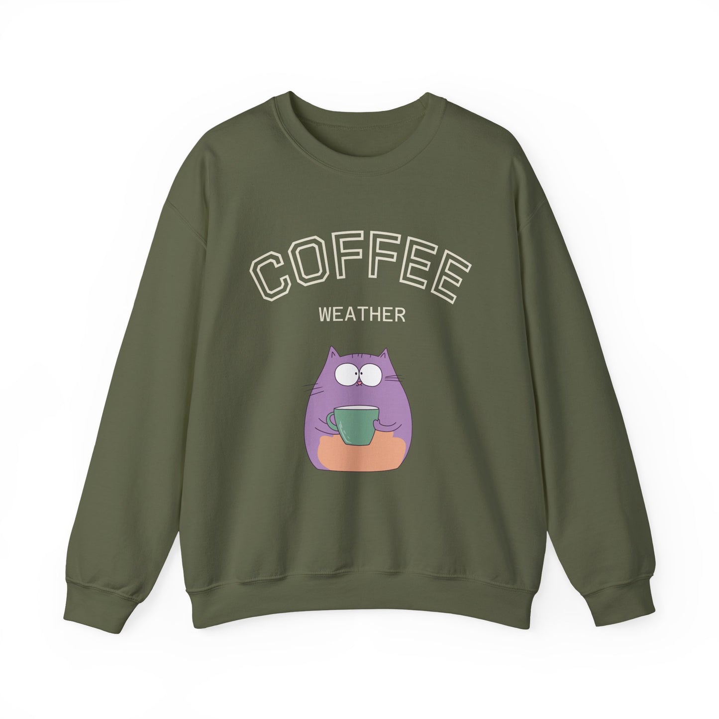 πΎβ Coffee Weather Cat Sweatshirt USA | Eco-Friendly Unisex Coffee Sweater
