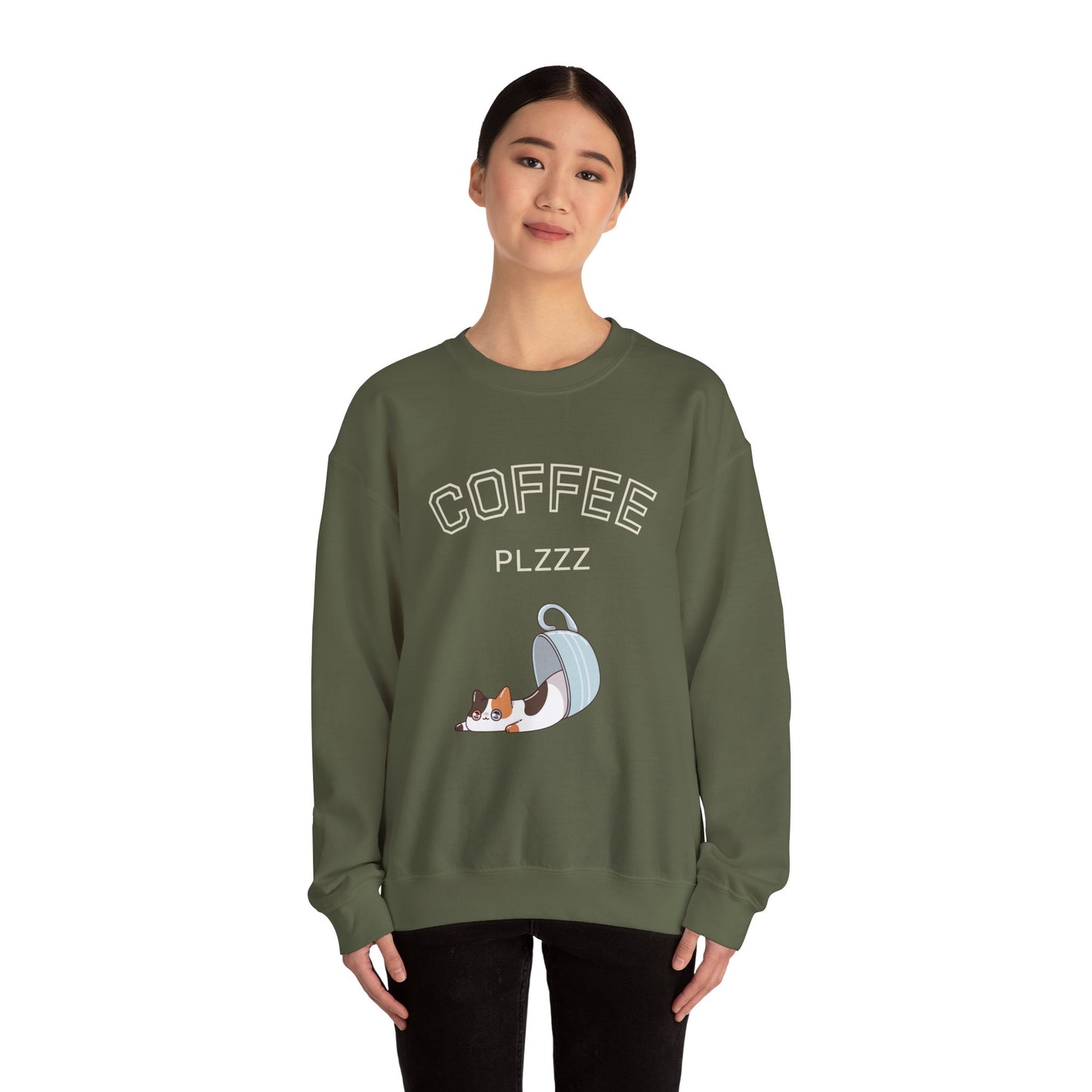 π±β Coffee Plzzz Cat Sweatshirt USA | Eco-Friendly Unisex Coffee Sweater