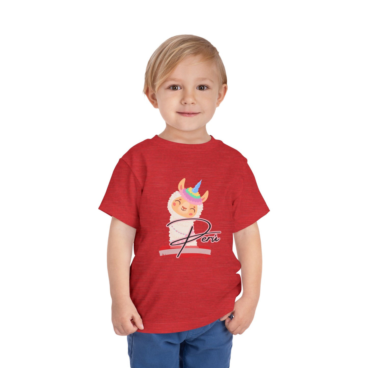 Best PeruvianToddler Short Sleeve Tee "Peru Llama Rainbow"