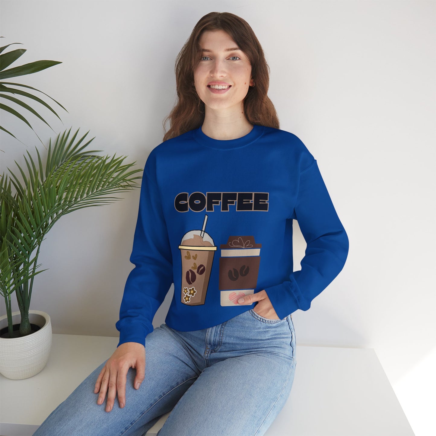 ☕ Coffee Cups Sweatshirt USA | Cozy Unisex Coffee Lover Sweater