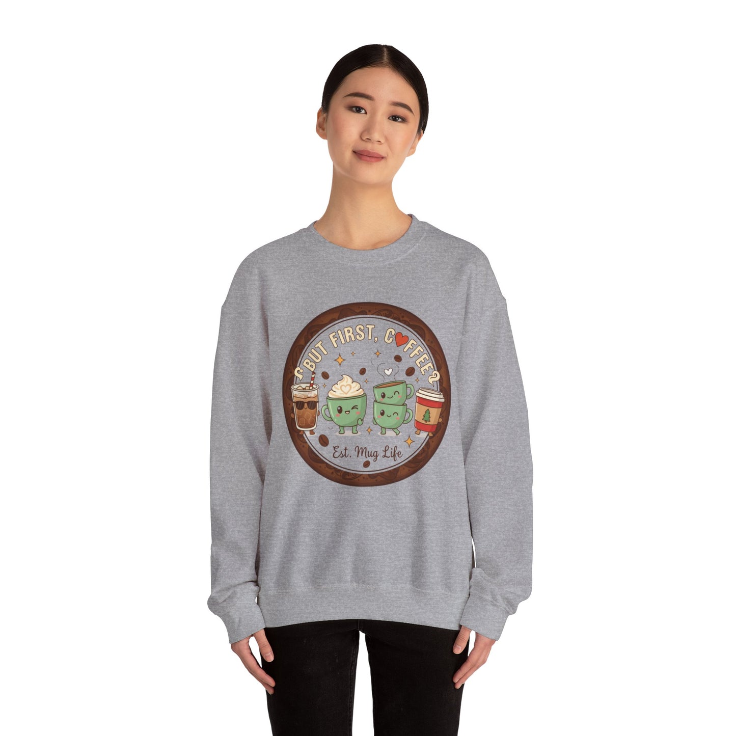 ☕❤️ But First, Coffee Mug Life Sweatshirt USA | Cozy Unisex Coffee Sweater