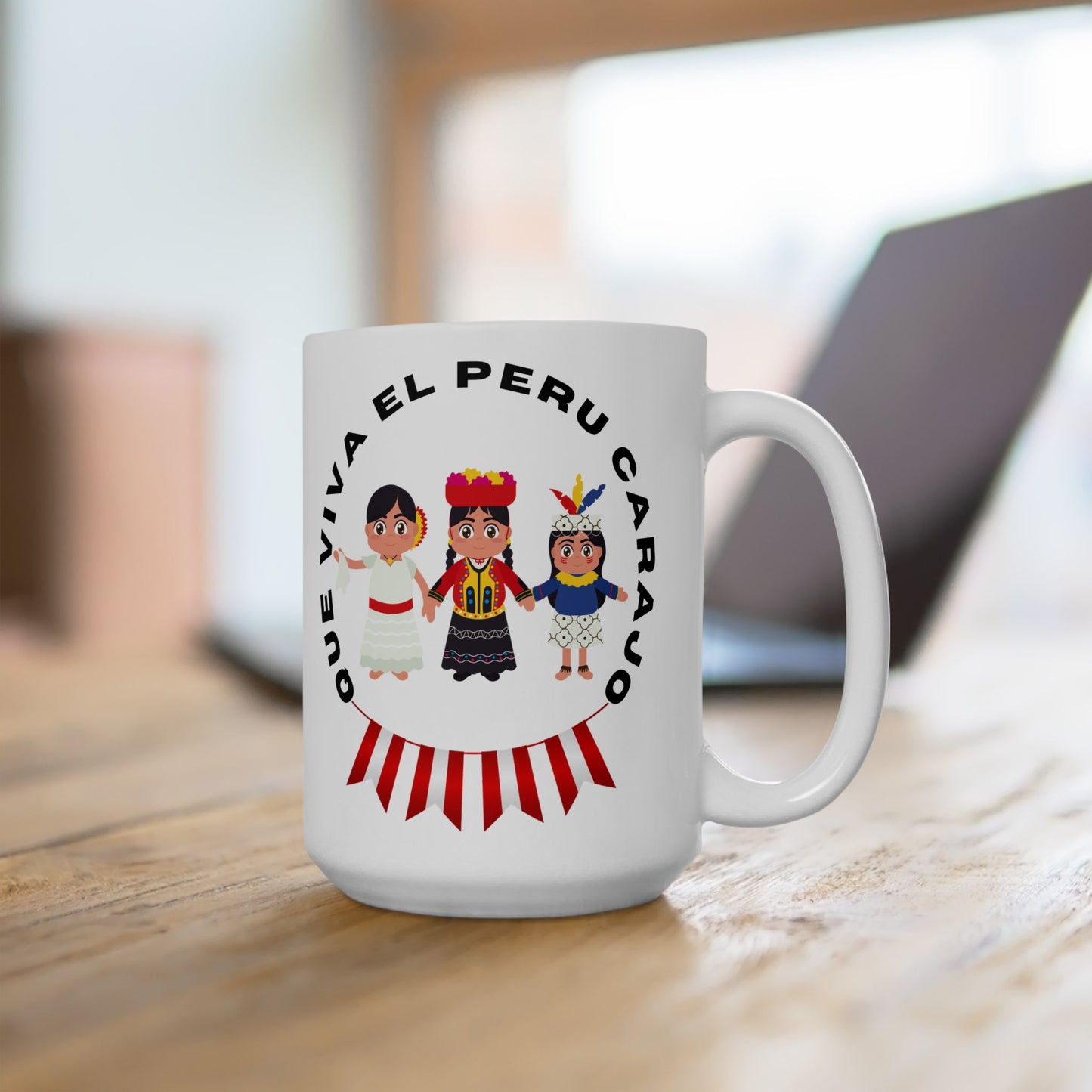 Best Peruvian Ceramic Coffee Mug, (11oz, 15oz) "PERU Costa, Sierra y Selva"