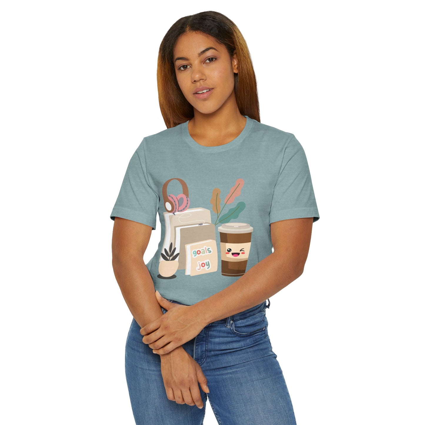Goals & Joy Coffee T-Shirt – Cute Motivational Graphic Tee for Coffee Lovers (USA Only)