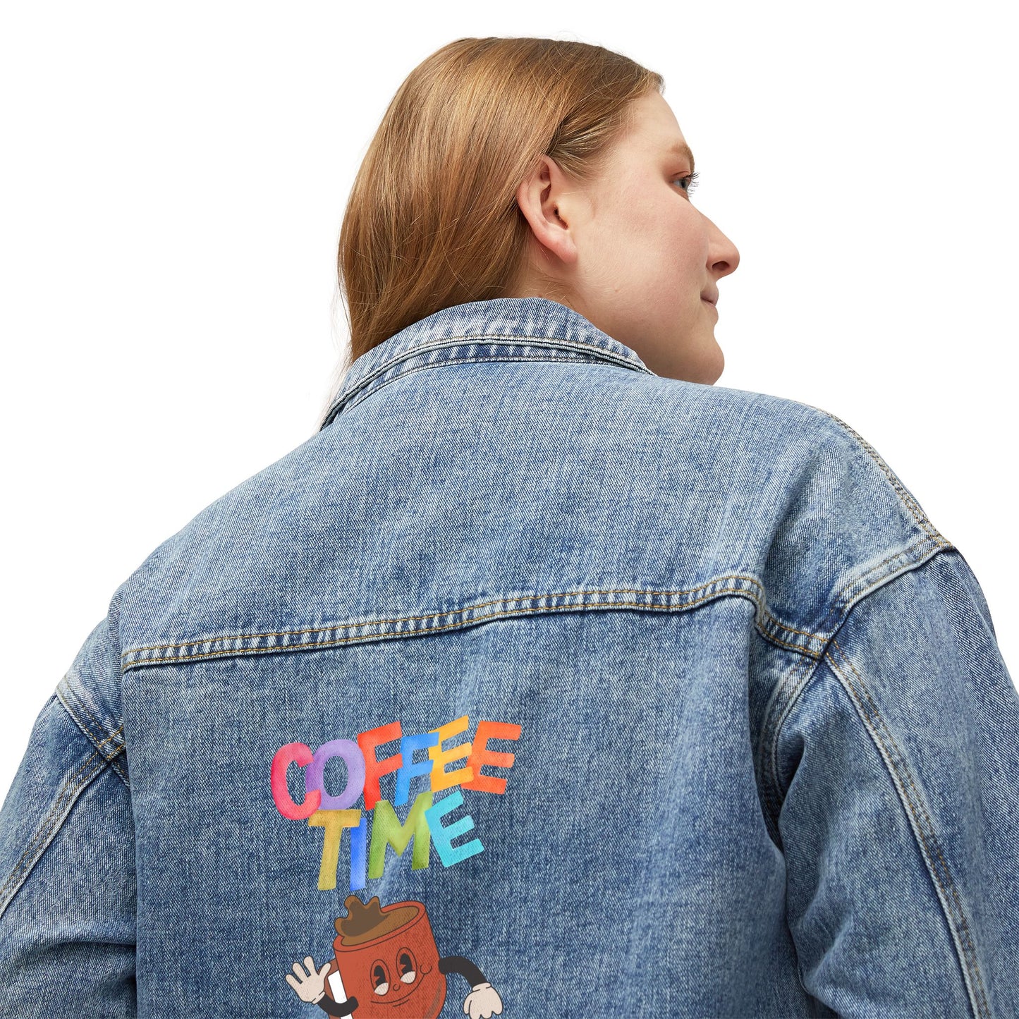☕🕺 Coffee Time Denim Jacket USA | Fun Women’s Coffee Jean Jacket