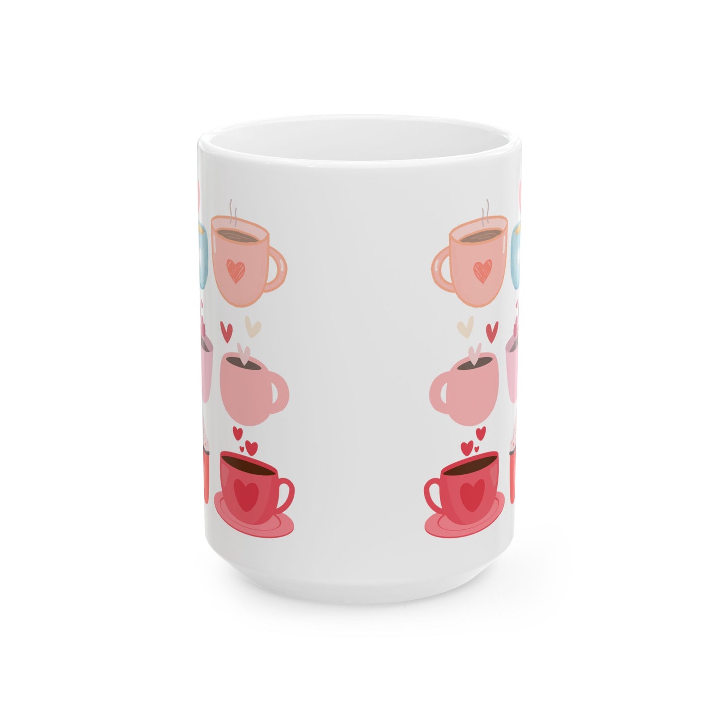 Best Ceramic Coffee Mug, (11oz, 15oz) "Coffee Mugs Hearts"