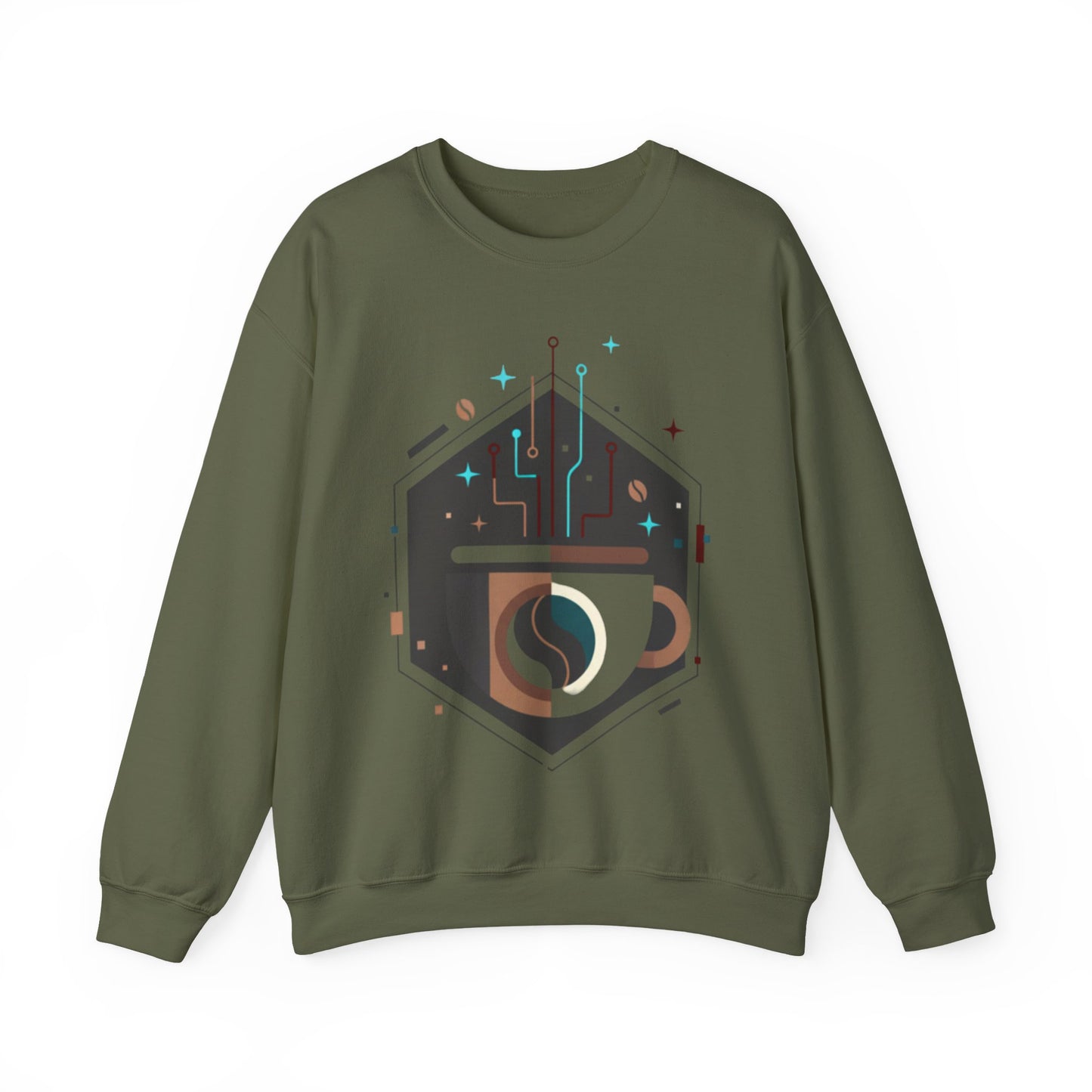 ⚡☕ Tech Coffee Circuit Sweatshirt USA | Eco-Friendly Unisex Coffee Sweater