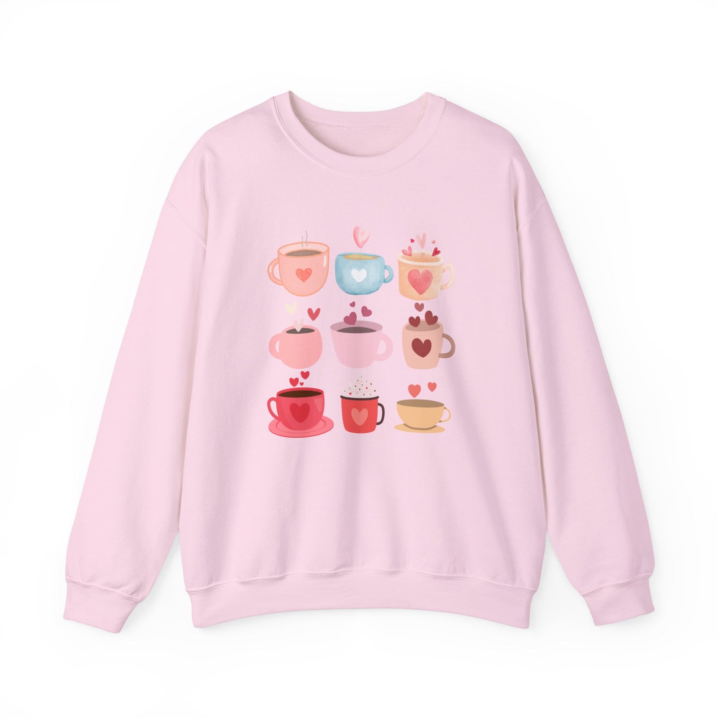 ☕ Valentine Coffee Cups Sweatshirt USA | Cute Unisex Sweater for Coffee Lovers