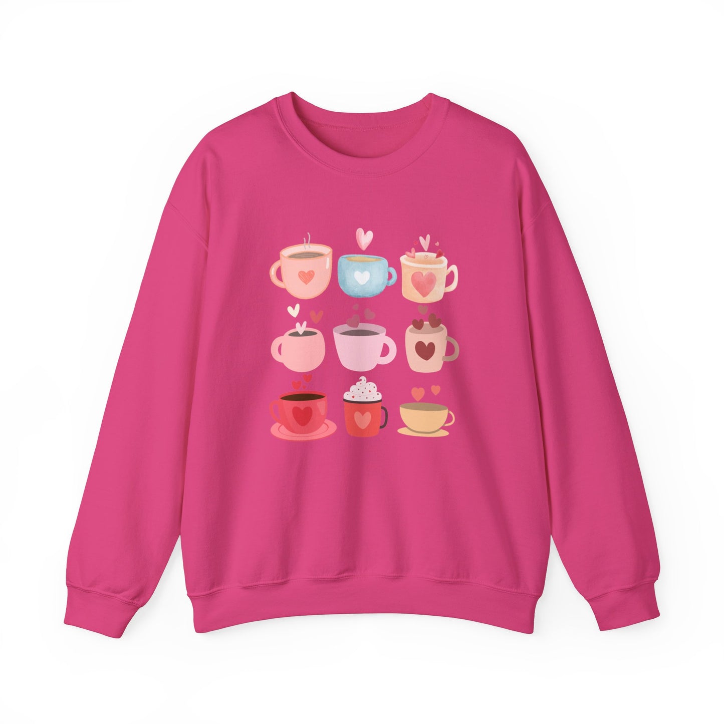 ☕ Valentine Coffee Cups Sweatshirt USA | Cute Unisex Sweater for Coffee Lovers