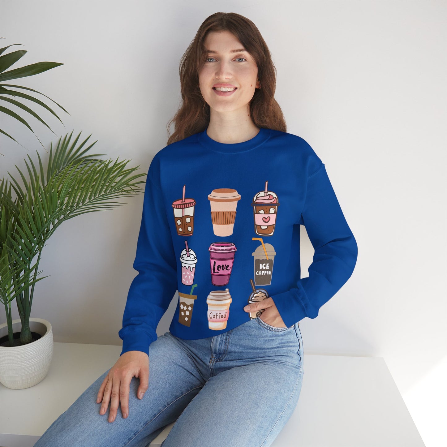 ☕ Iced Coffee Drinks Sweatshirt USA | Fun Unisex Sweater for Coffee Lovers