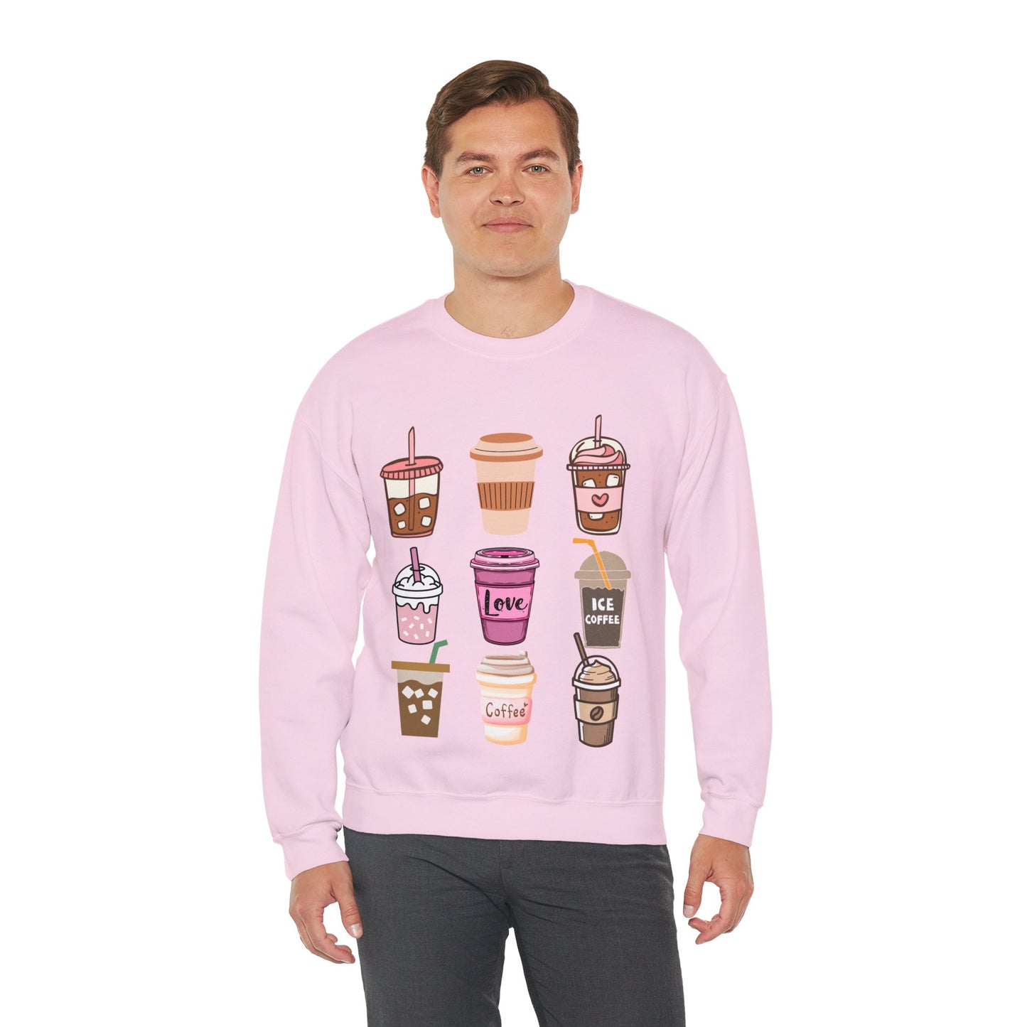 ☕ Iced Coffee Drinks Sweatshirt USA | Fun Unisex Sweater for Coffee Lovers