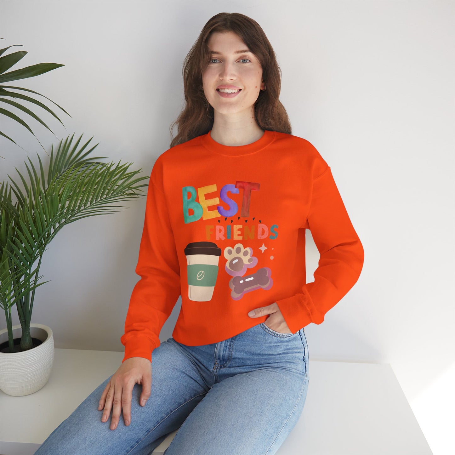 ๐พ Best Friends Coffee & Dog Sweatshirt USA | Unisex Cozy Sweater