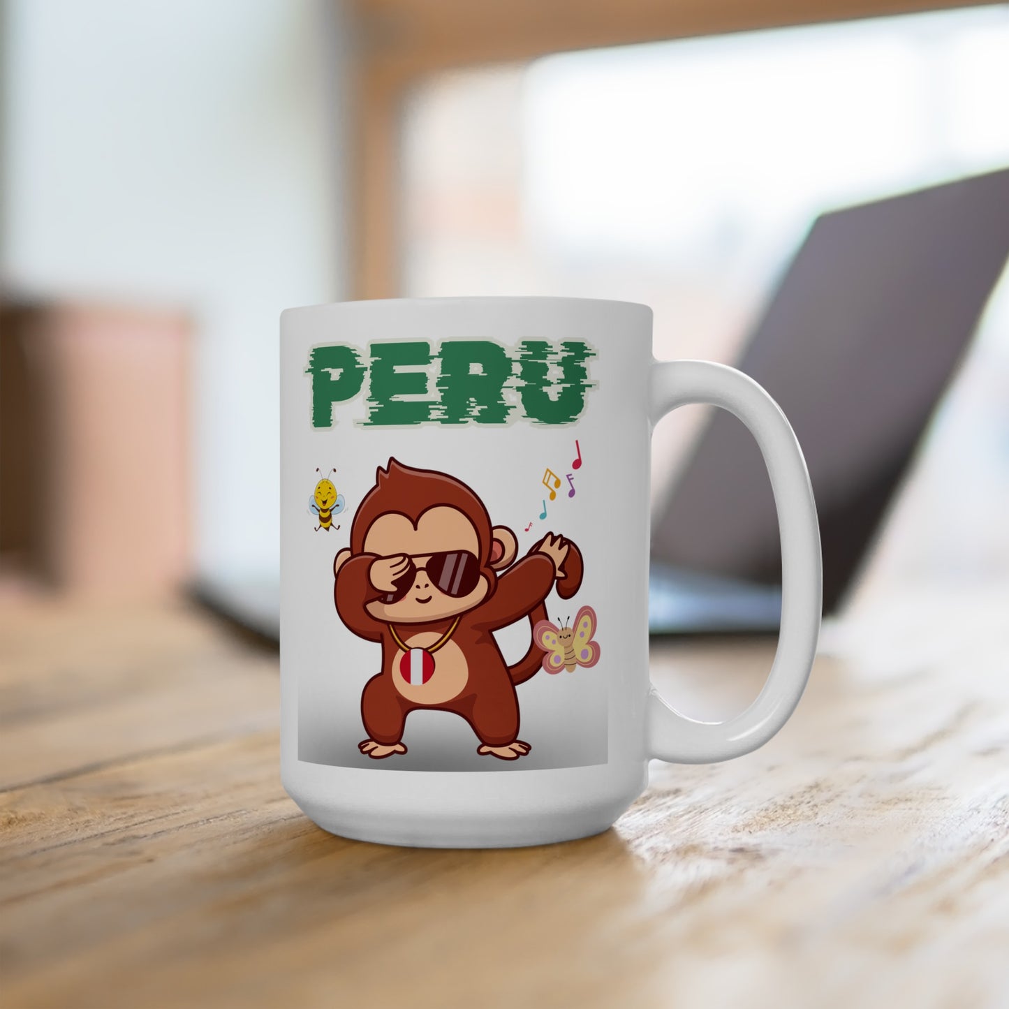 Best Peruvian Ceramic Coffee Mug, (11oz, 15oz) "Peruvian Jungle Party"