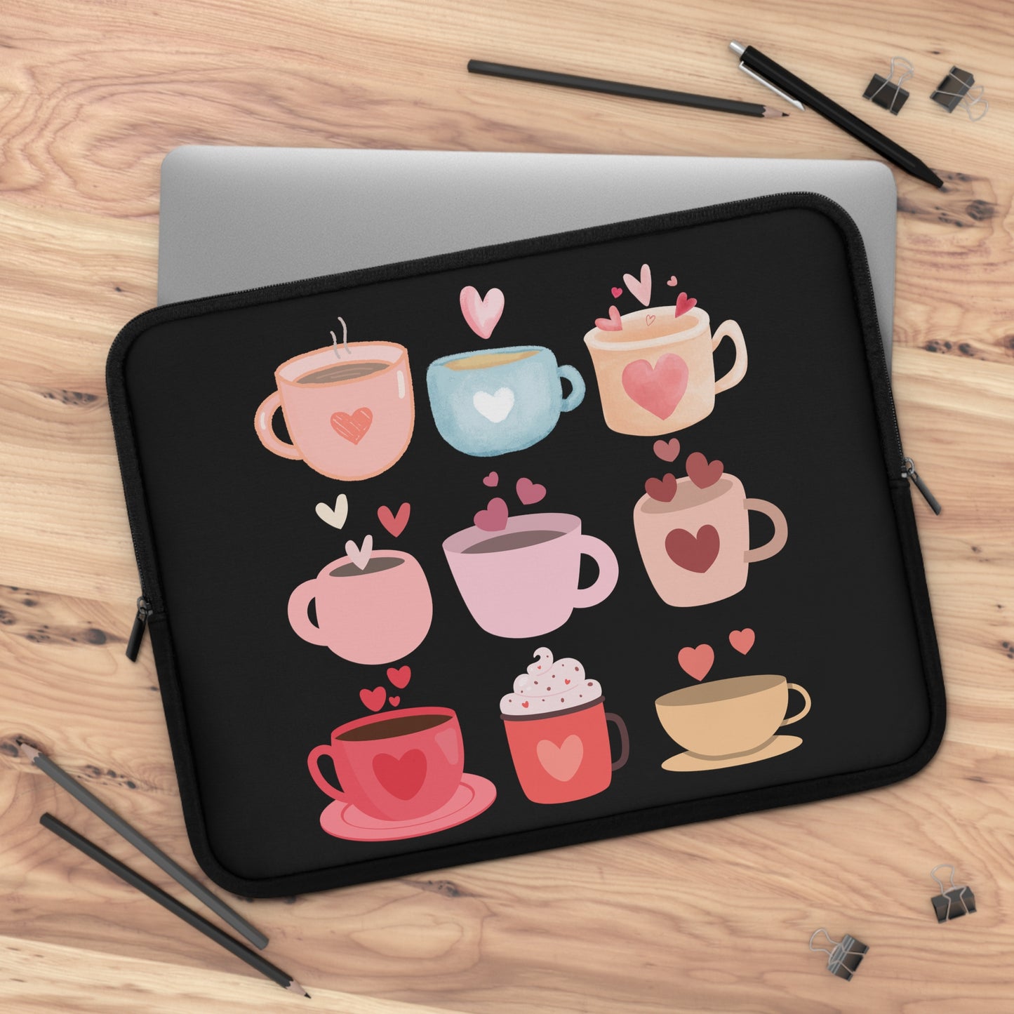 Best Coffee Laptop Sleeve "Coffee Mugs Heart"