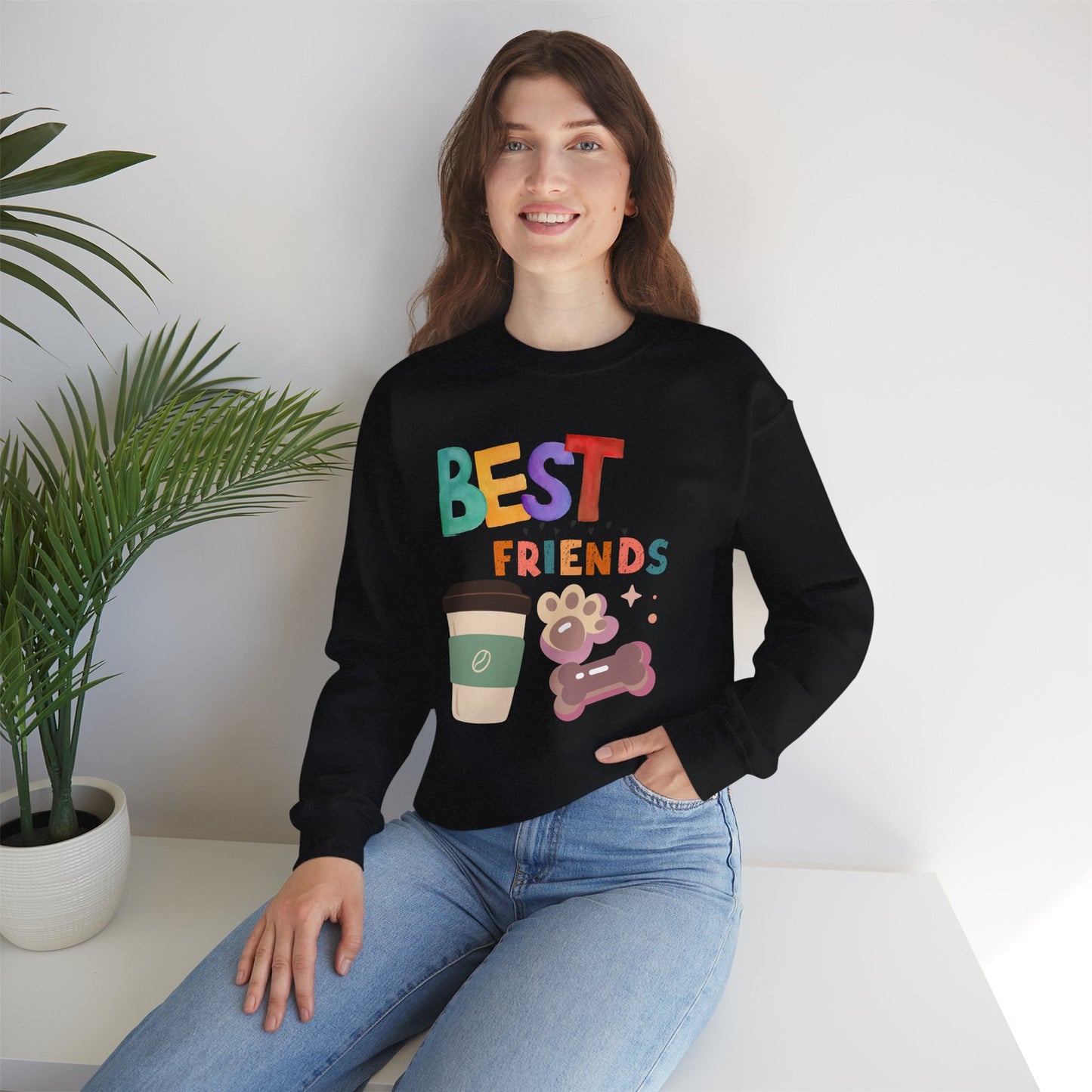 ๐พ Best Friends Coffee & Dog Sweatshirt USA | Unisex Cozy Sweater