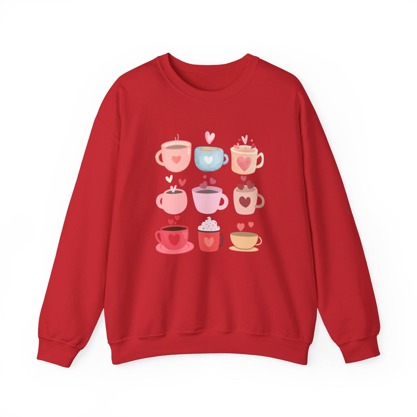 ☕ Valentine Coffee Cups Sweatshirt USA | Cute Unisex Sweater for Coffee Lovers