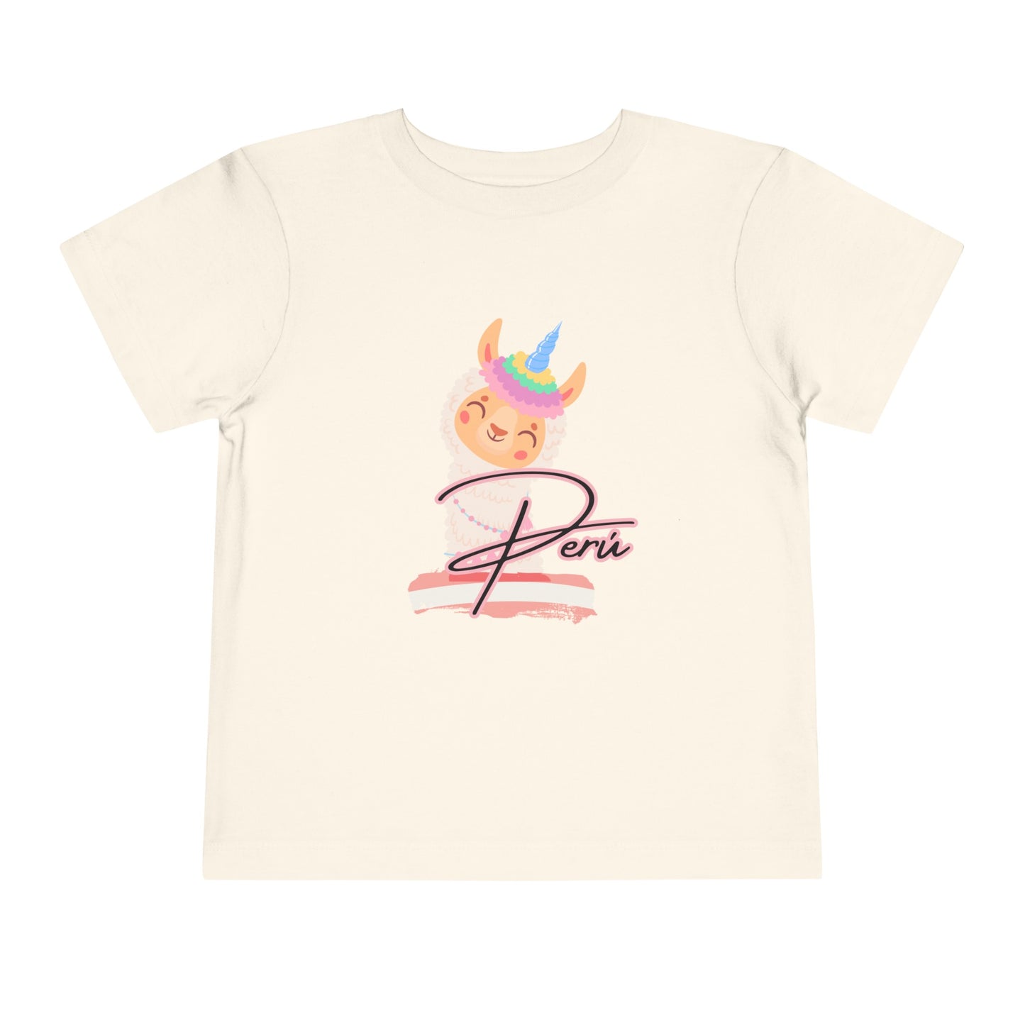 Best PeruvianToddler Short Sleeve Tee "Peru Llama Rainbow"