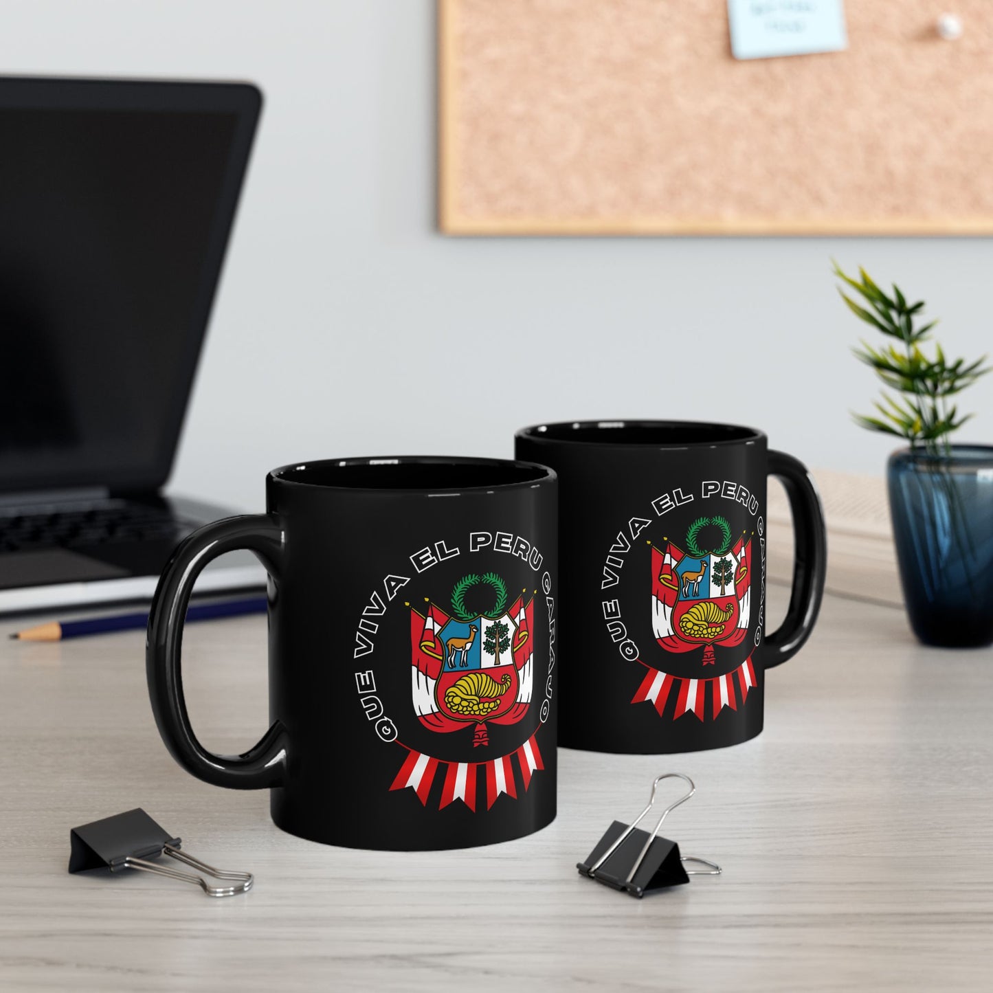 Peruvian Coffee Black Mug (11oz, 15oz) "PERU Escarapela"
