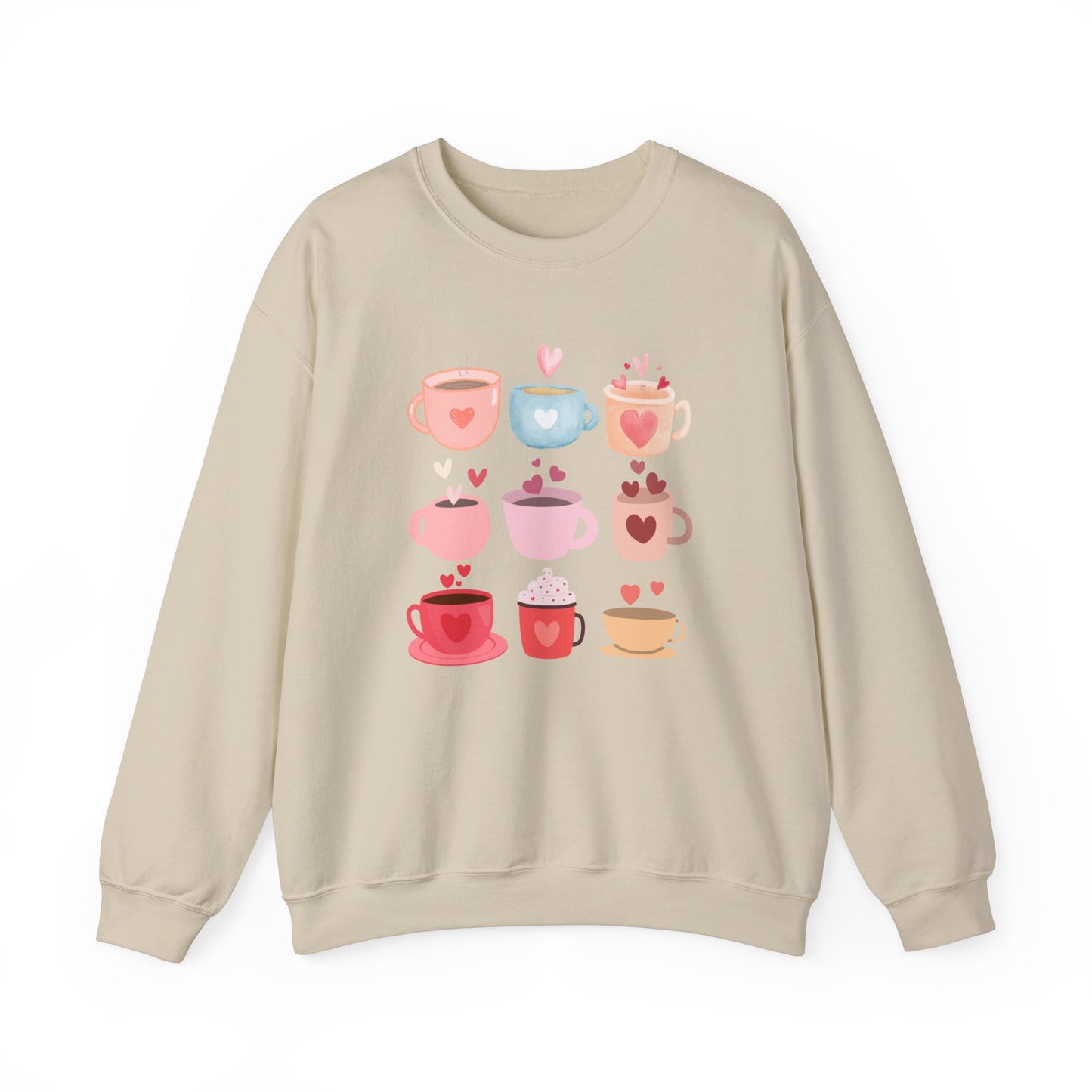 ☕ Valentine Coffee Cups Sweatshirt USA | Cute Unisex Sweater for Coffee Lovers