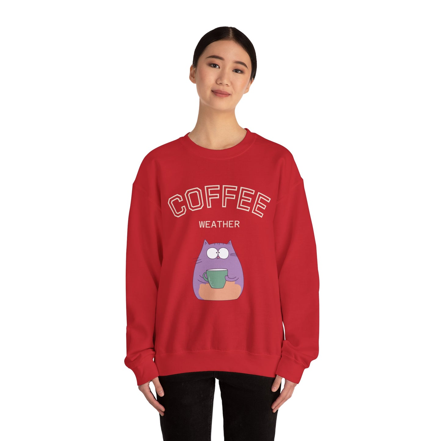 πΎβ Coffee Weather Cat Sweatshirt USA | Eco-Friendly Unisex Coffee Sweater