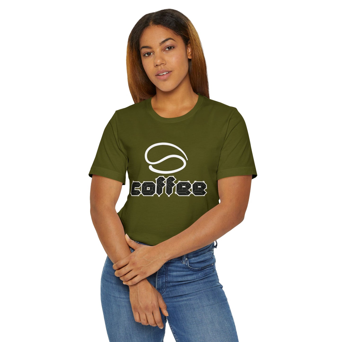 Geometric Coffee Logo T-Shirt – Modern Coffee Bean Graphic Tee for Coffee Lovers (USA Only)