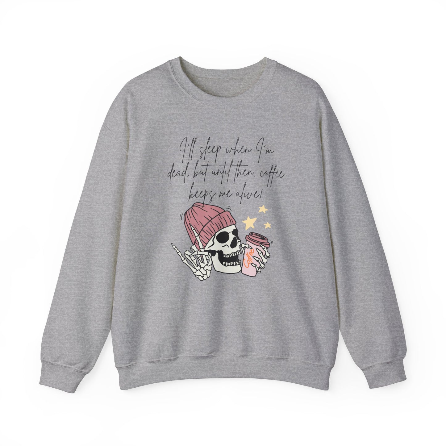 πβ Skull Coffee Quote Sweatshirt USA | Unisex Coffee Lover Sweater