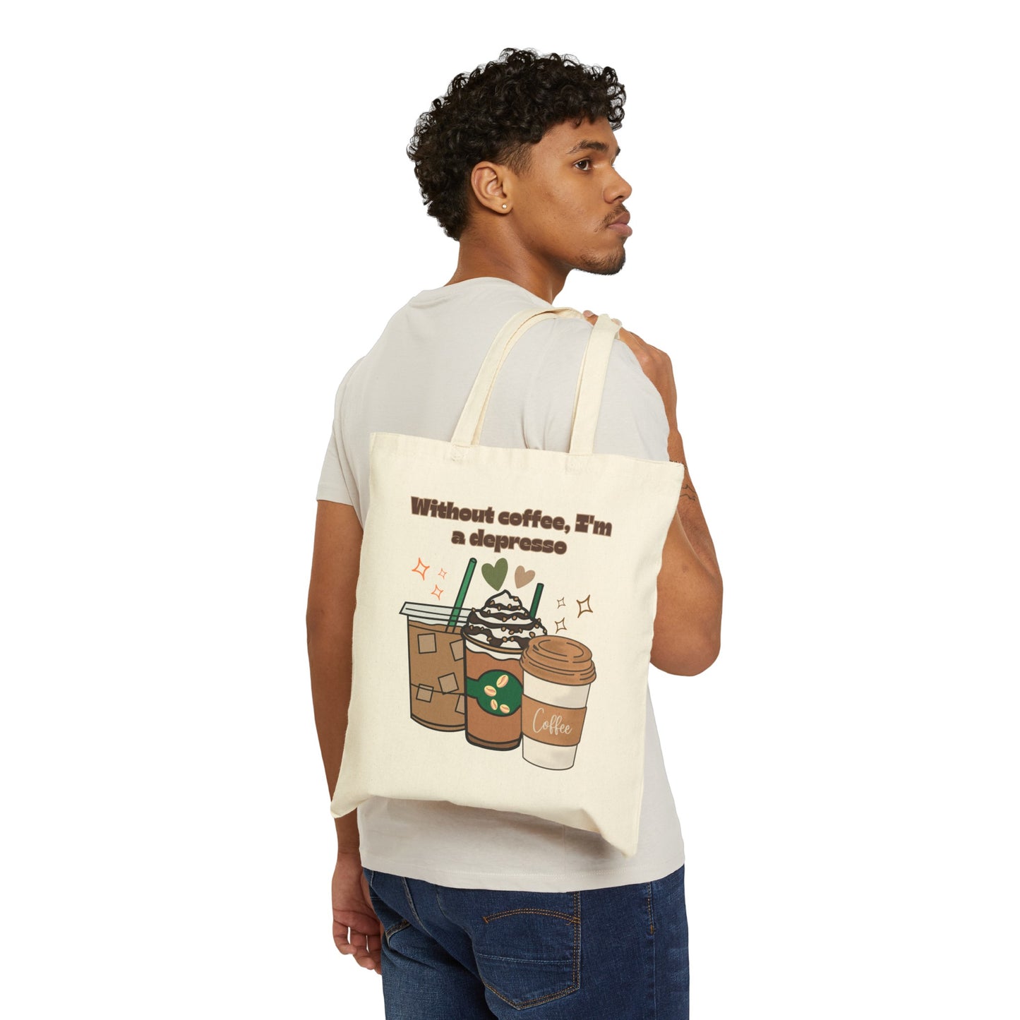 Best coffee Cotton Canvas Tote Bag "Without coffee, I'm a Depresso"