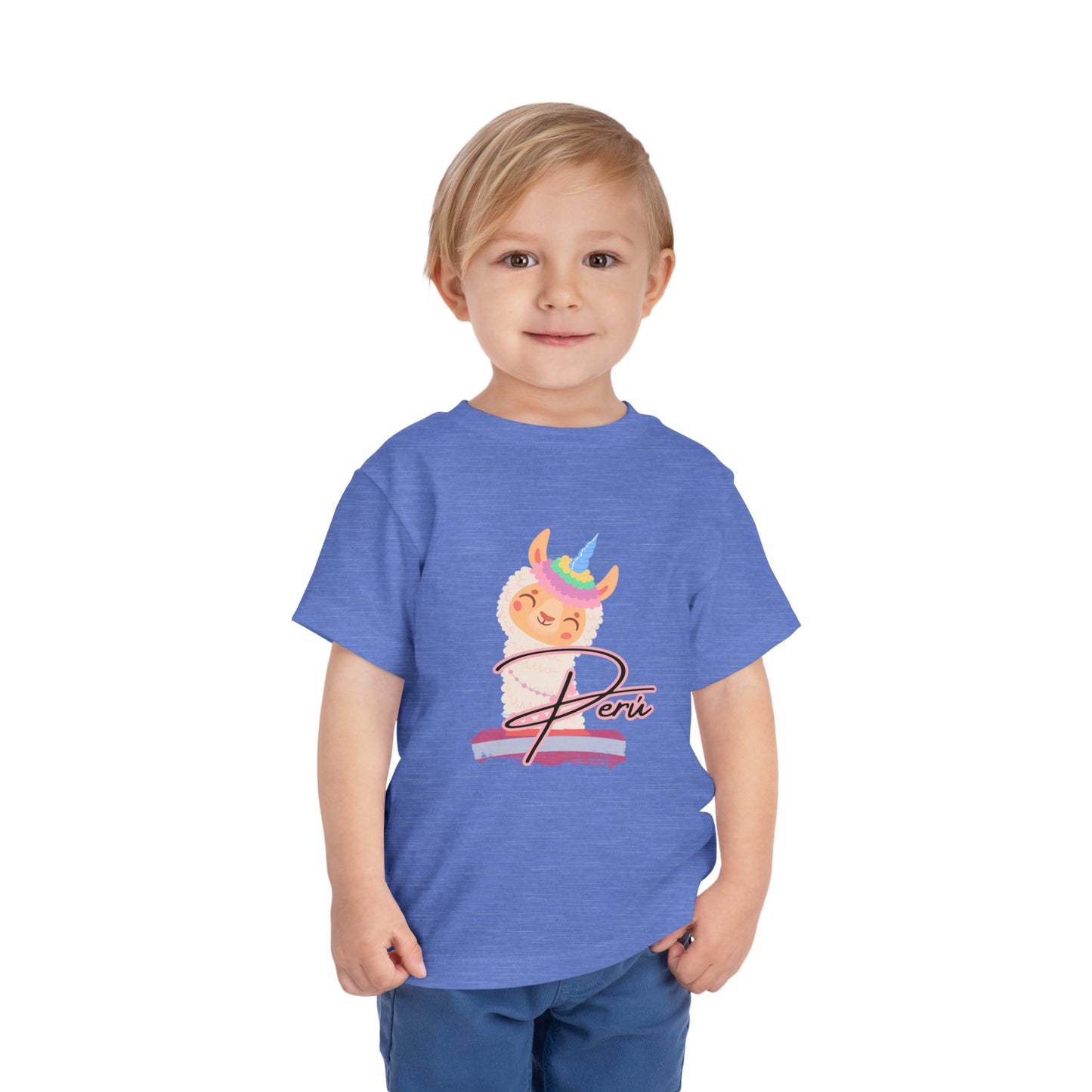 Best PeruvianToddler Short Sleeve Tee "Peru Llama Rainbow"