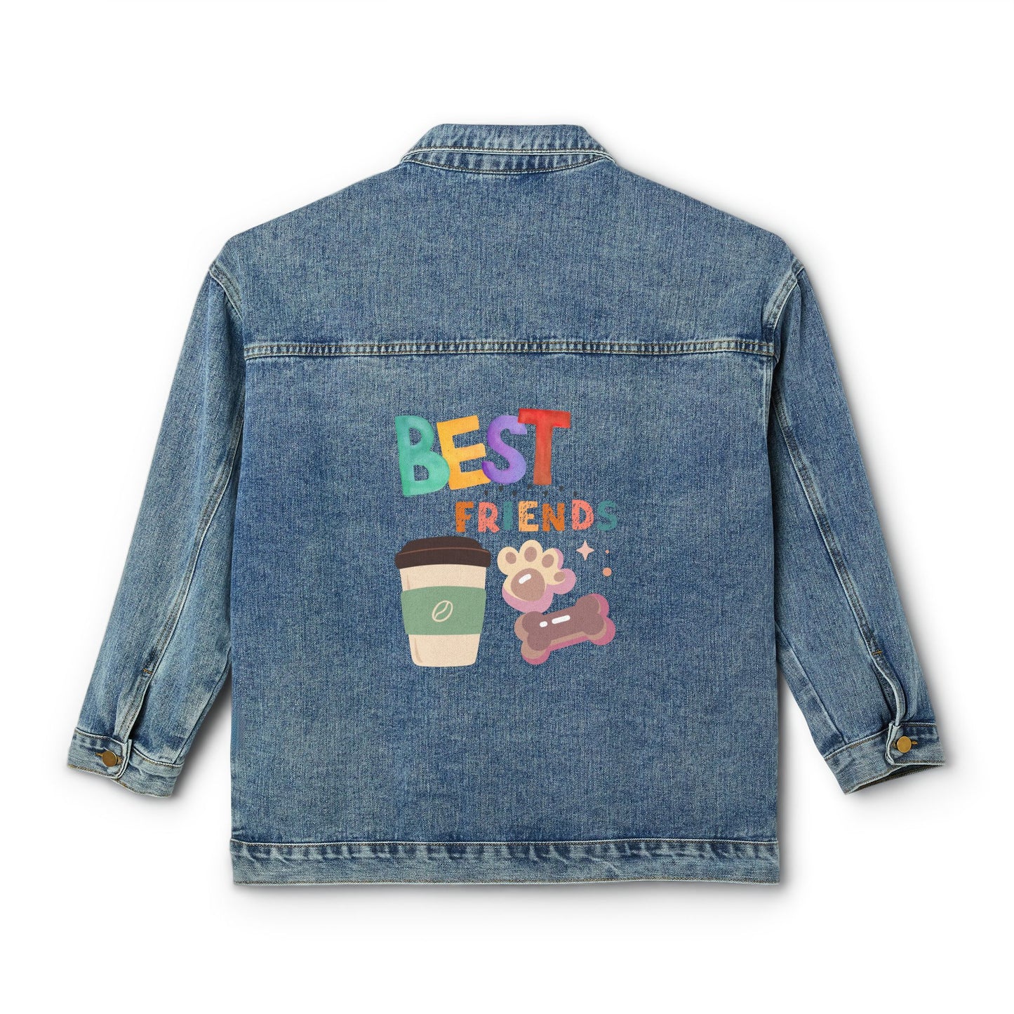 👖🐾 Best Friend Coffee Denim Jacket USA | Women’s Dog & Coffee Lover Jacket