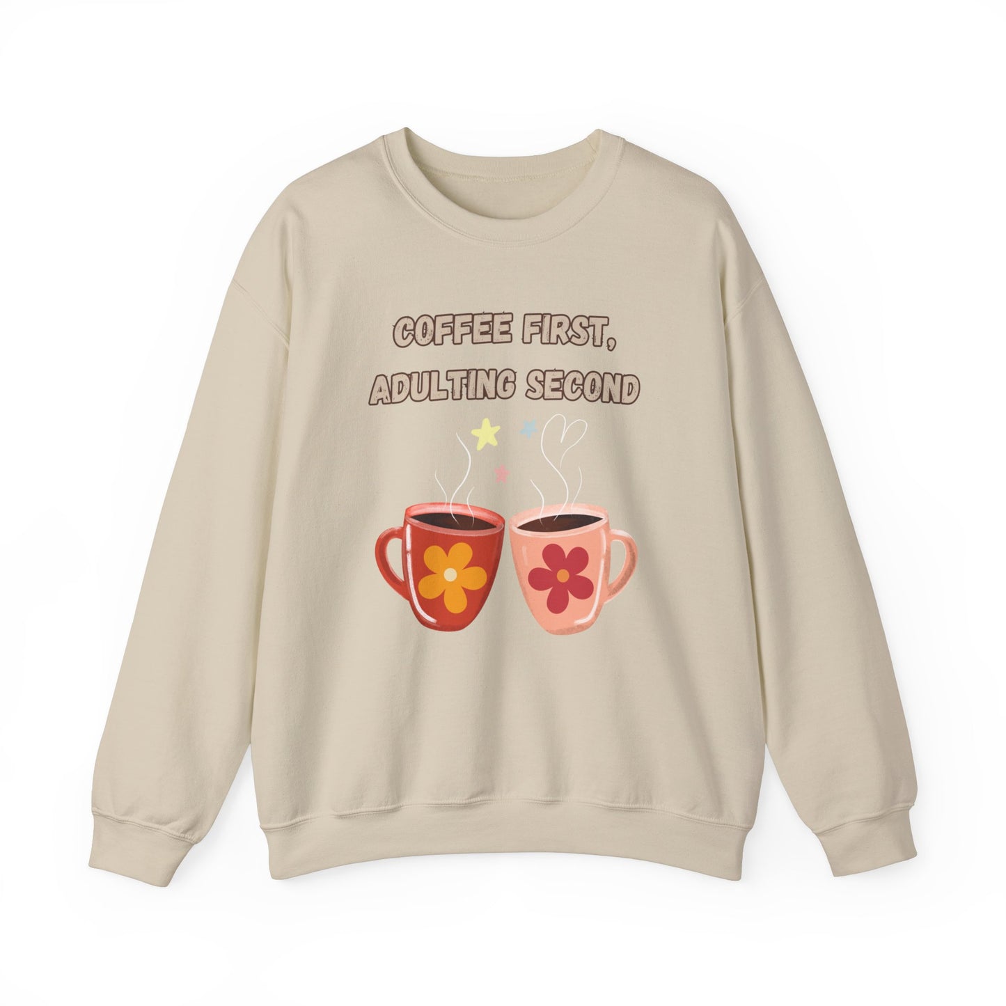 ☕ Coffee First Adulting Second Sweatshirt USA | Fun Unisex Sweater for Coffee Lovers