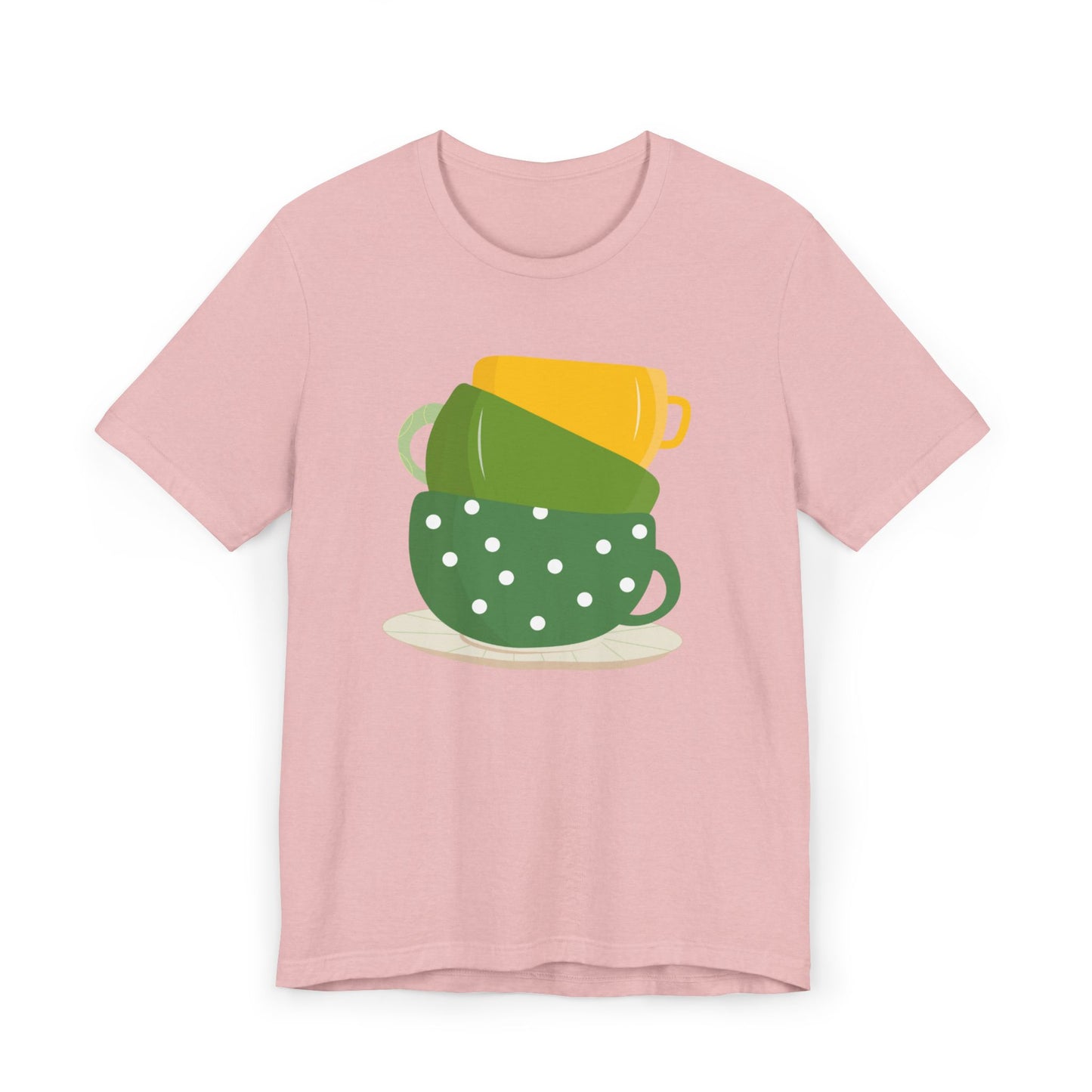 Stacked Coffee Cups T-Shirt – Fun Colorful Mug Graphic Tee for Coffee Lovers (USA Only)