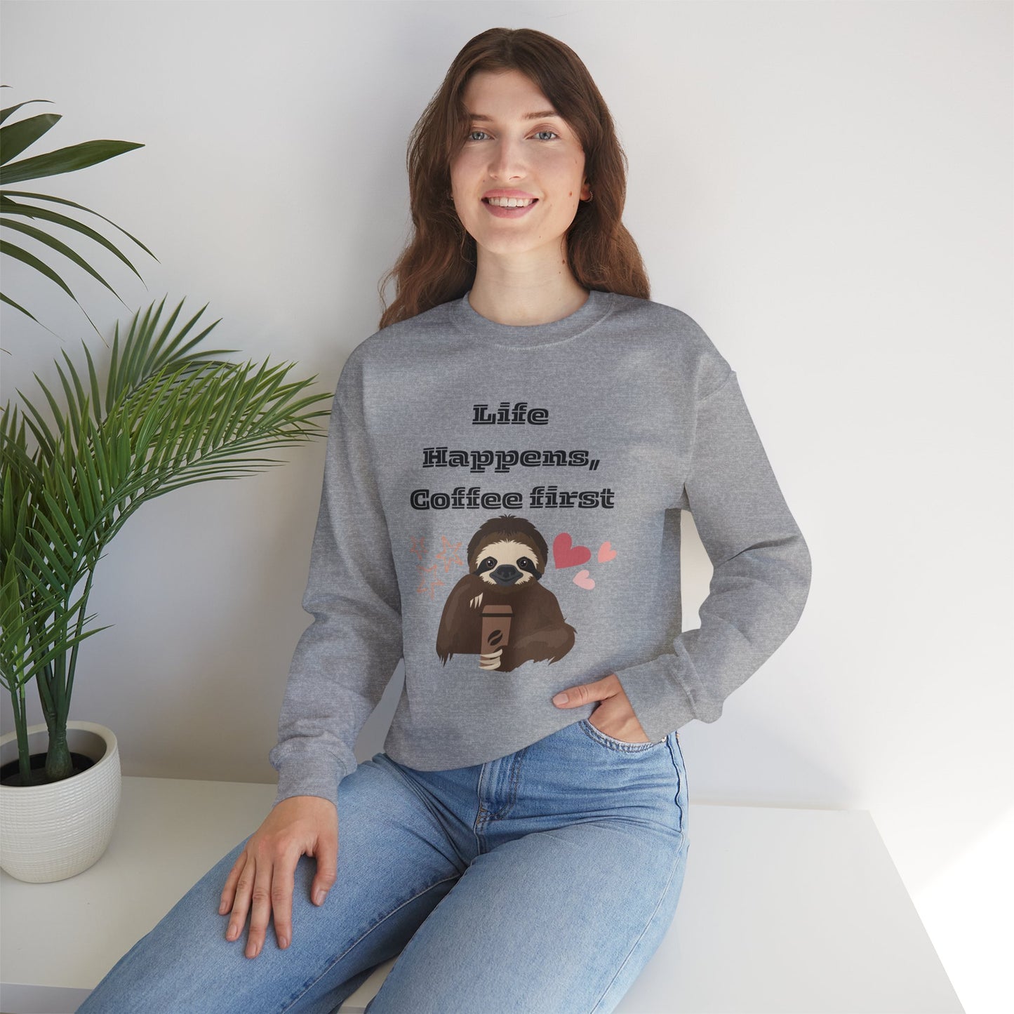 🦥☕ Sloth Coffee Sweatshirt USA | Life Happens Coffee First Sweater