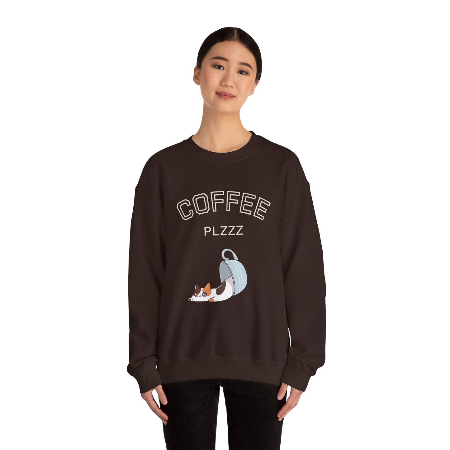 π±β Coffee Plzzz Cat Sweatshirt USA | Eco-Friendly Unisex Coffee Sweater