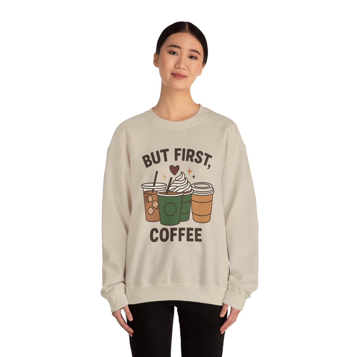 ☕❤️ But First, Coffee Sweatshirt USA | Unisex Coffee Lovers Sweater