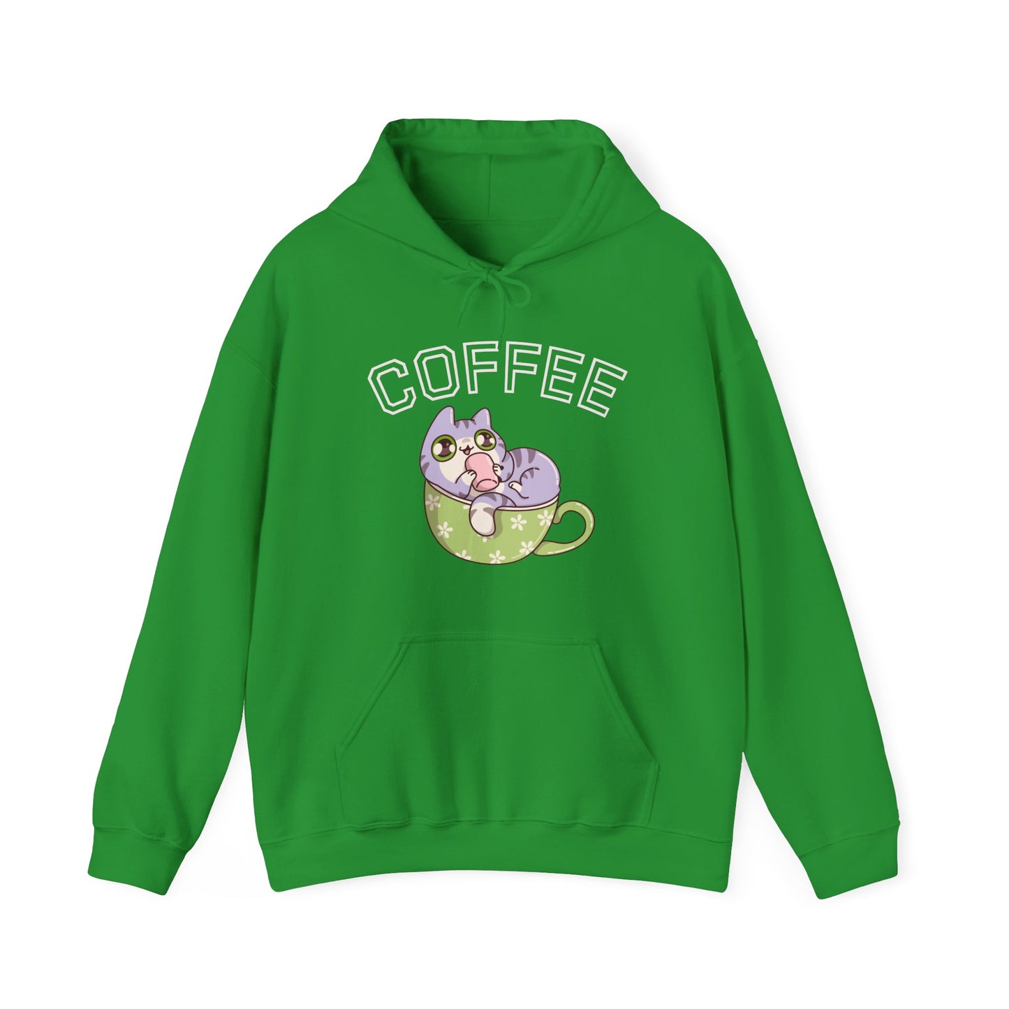 Coffee Cat in a Cup Hoodie – Cute Kitty Coffee Graphic Sweatshirt for Coffee Lovers (USA Only)