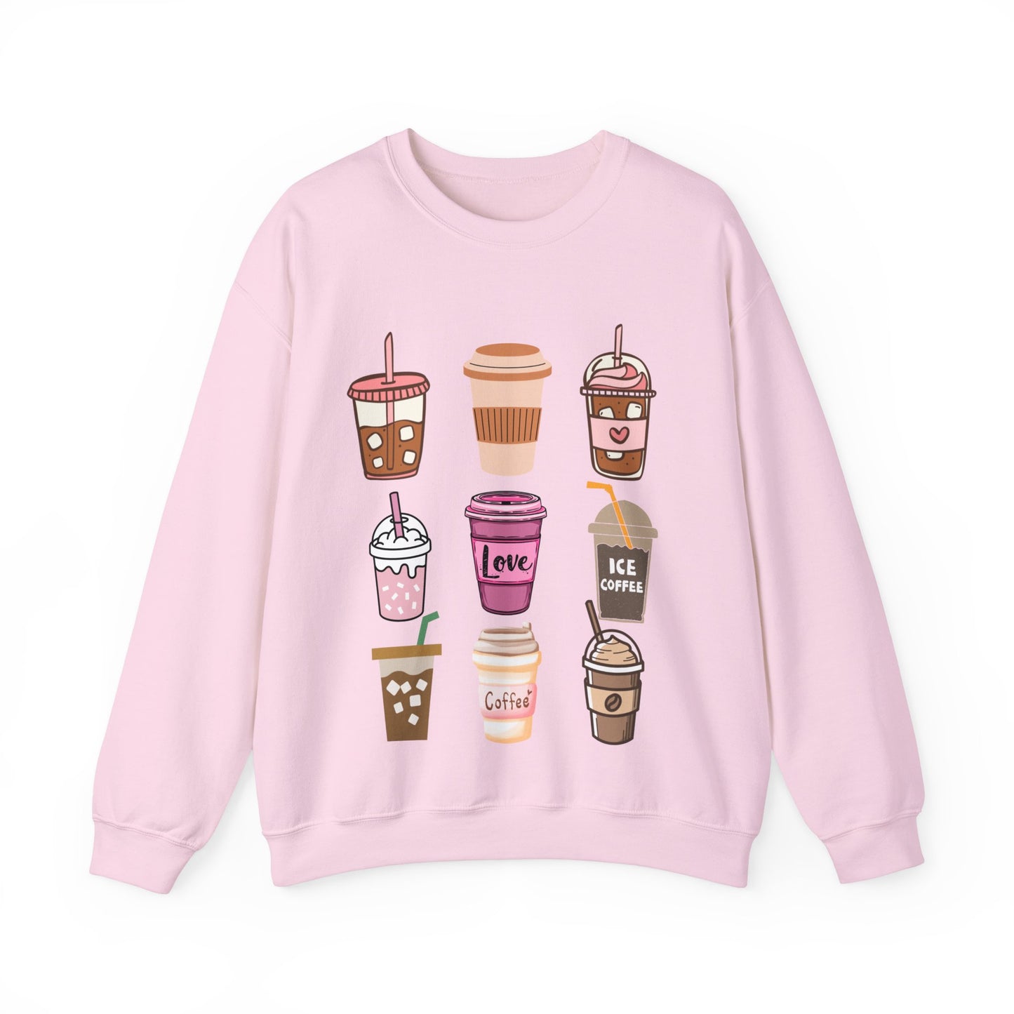 ☕ Iced Coffee Drinks Sweatshirt USA | Fun Unisex Sweater for Coffee Lovers