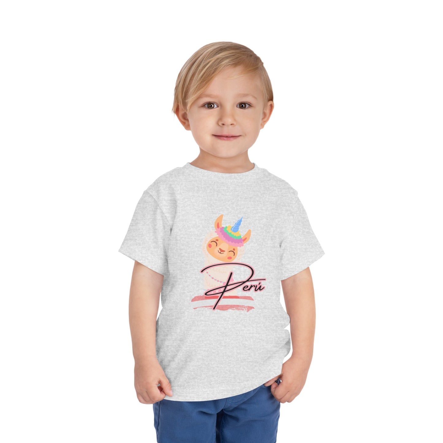 Best PeruvianToddler Short Sleeve Tee "Peru Llama Rainbow"