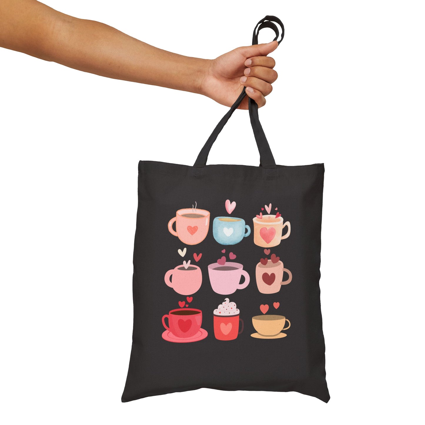 Best coffee Cotton Canvas Tote Bag "Coffee Mugs Heart"