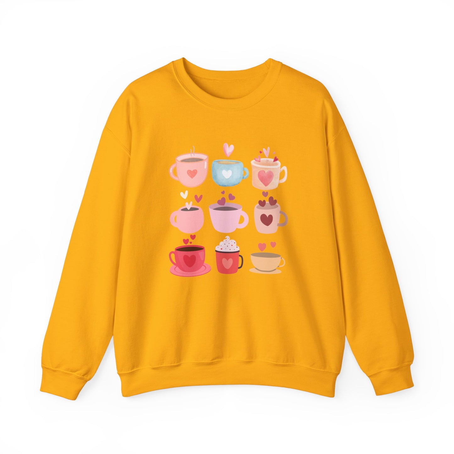☕ Valentine Coffee Cups Sweatshirt USA | Cute Unisex Sweater for Coffee Lovers