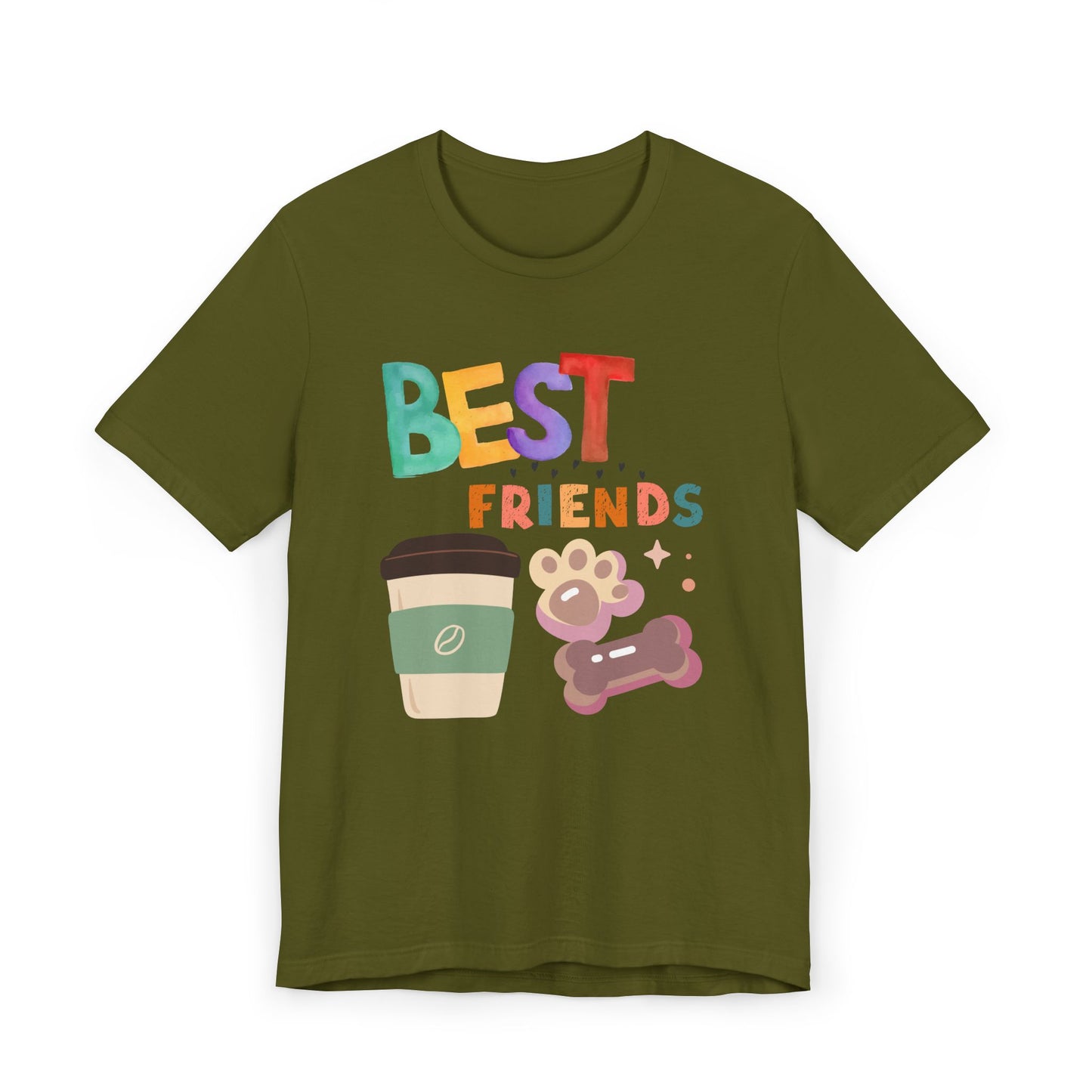 Best Friends Coffee & Dogs T-Shirt – Cute Pet Lover Graphic Tee for Coffee Fans (USA Only)