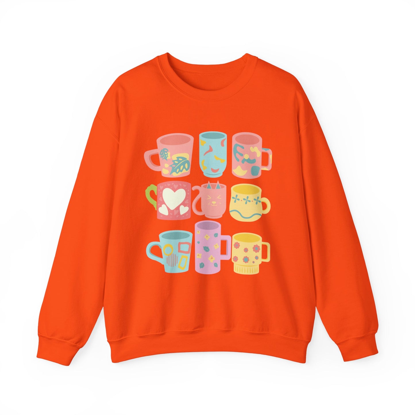☕ Pastel Coffee Mugs Sweatshirt USA | Colorful Unisex Sweater for Coffee Lovers
