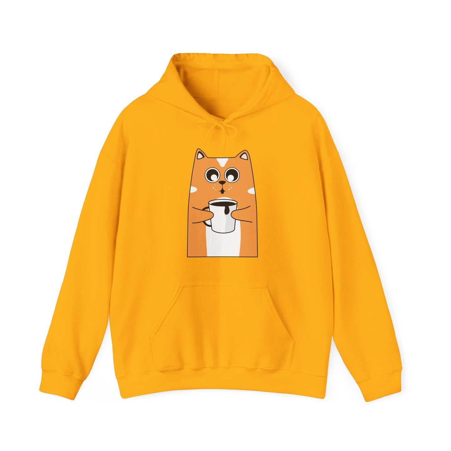 Coffee Cat Hug Hoodie (Unisex) – Cute Orange Cat with Coffee Cup Graphic Hoodie (USA Only)