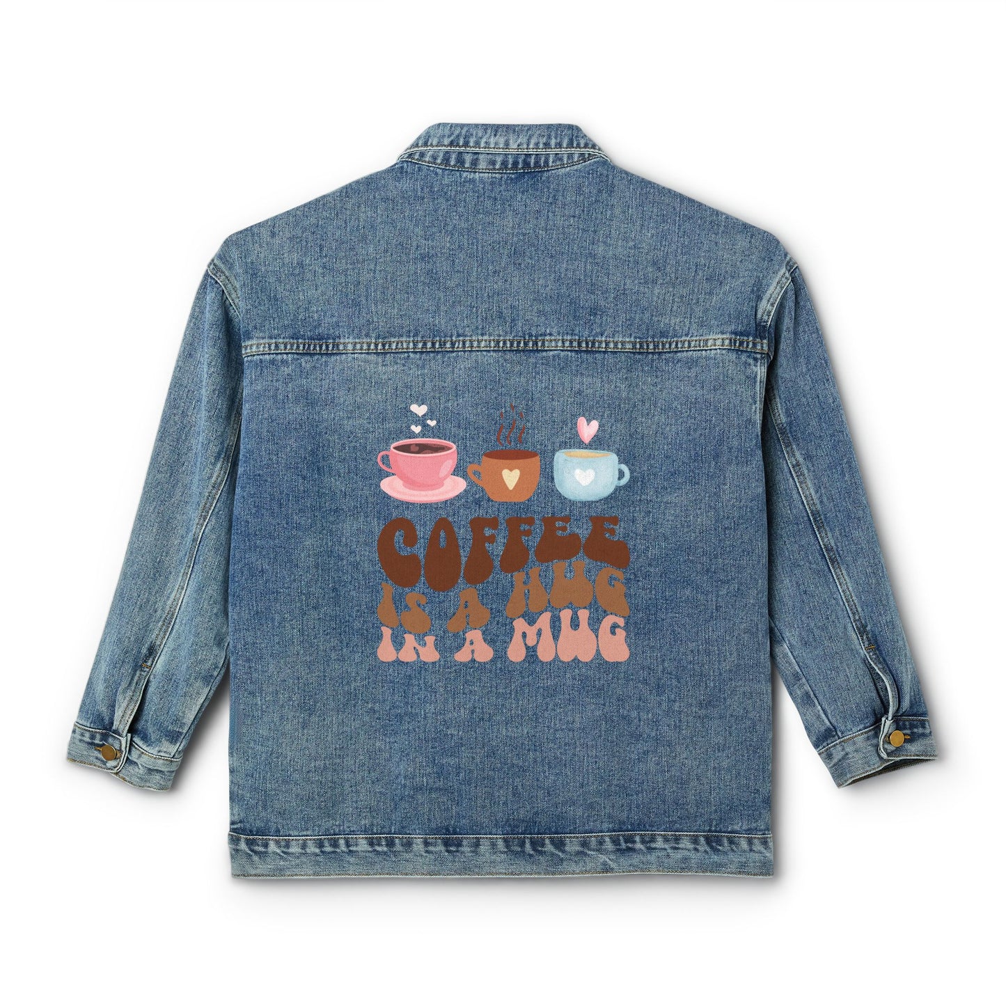☕💖 Coffee Hug in a Mug Denim Jacket USA | Cozy Women’s Coffee Jean Jacket