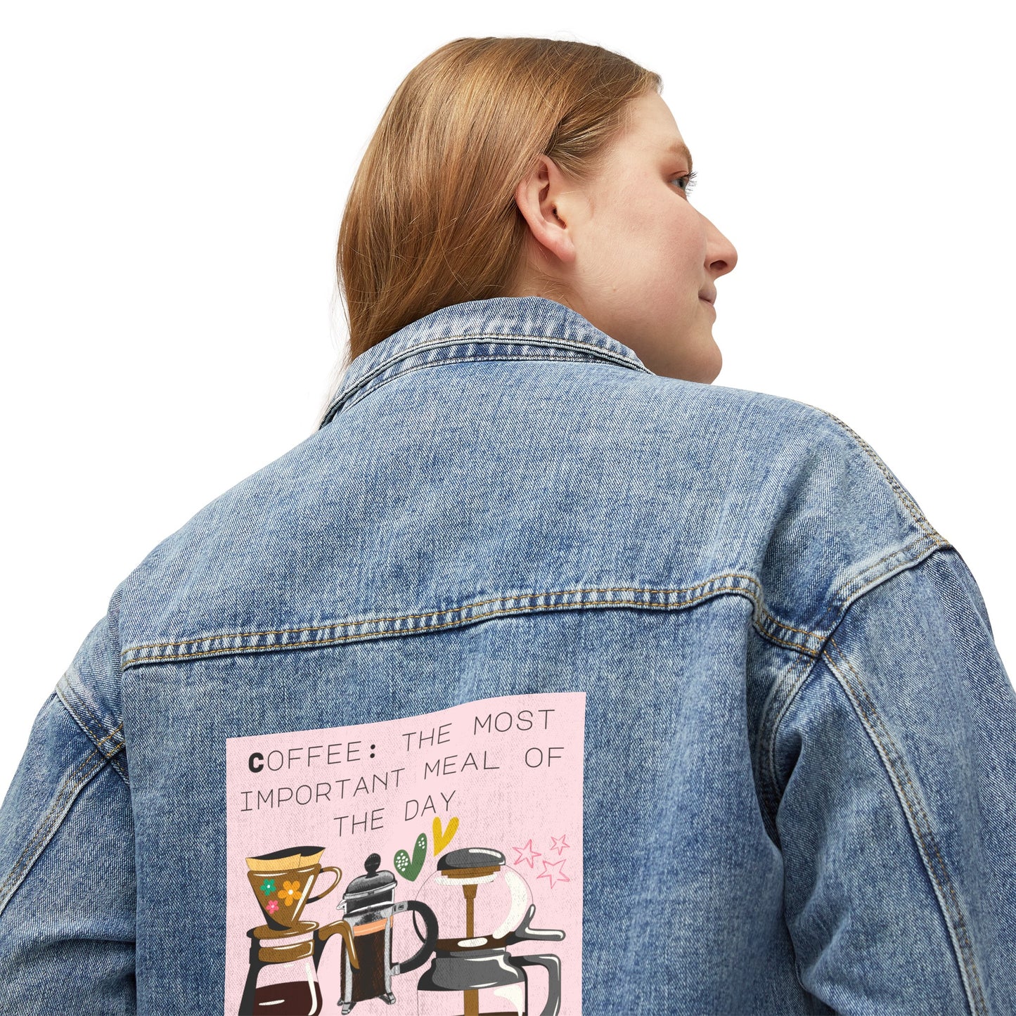 ☕👖 Coffee Meal Denim Jacket USA | Oversized Jean Jacket for Coffee Lovers