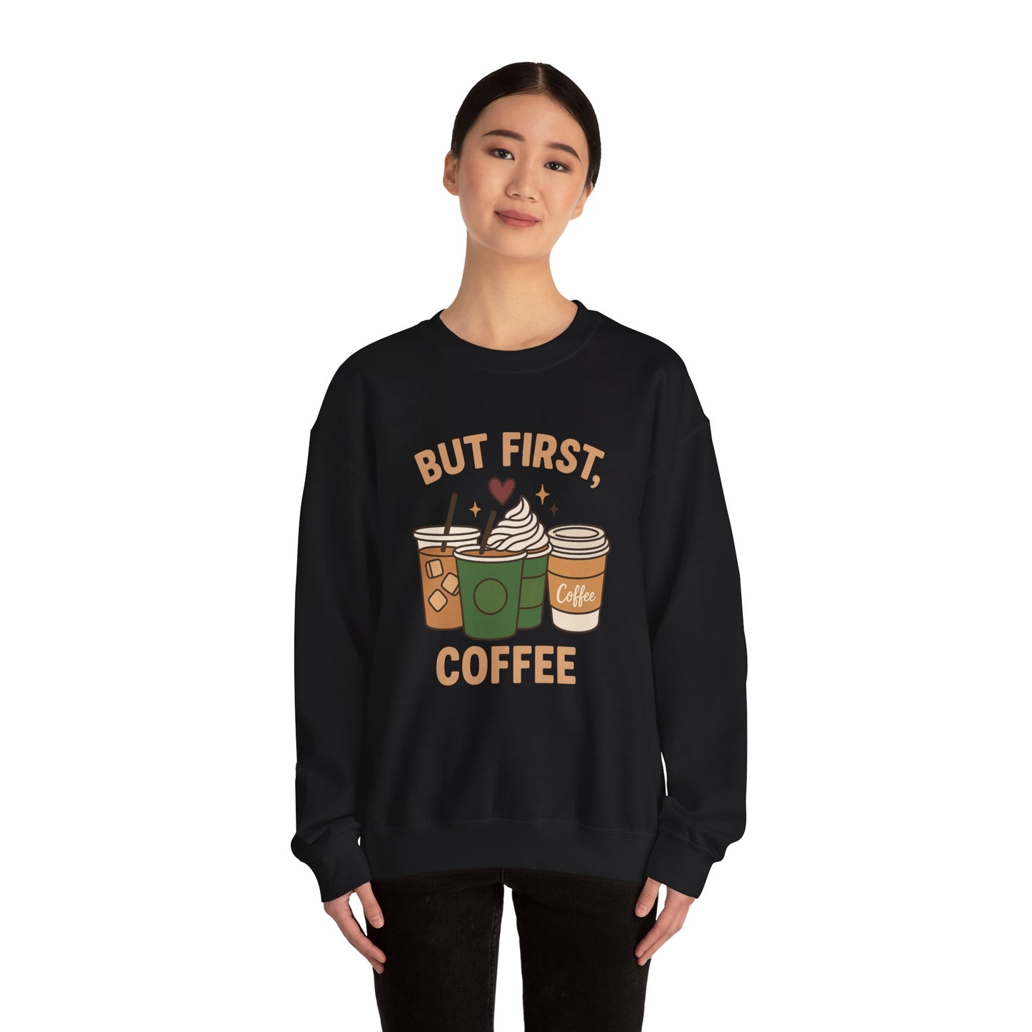 ☕❤️ But First, Coffee Sweatshirt USA | Unisex Coffee Lovers Sweater